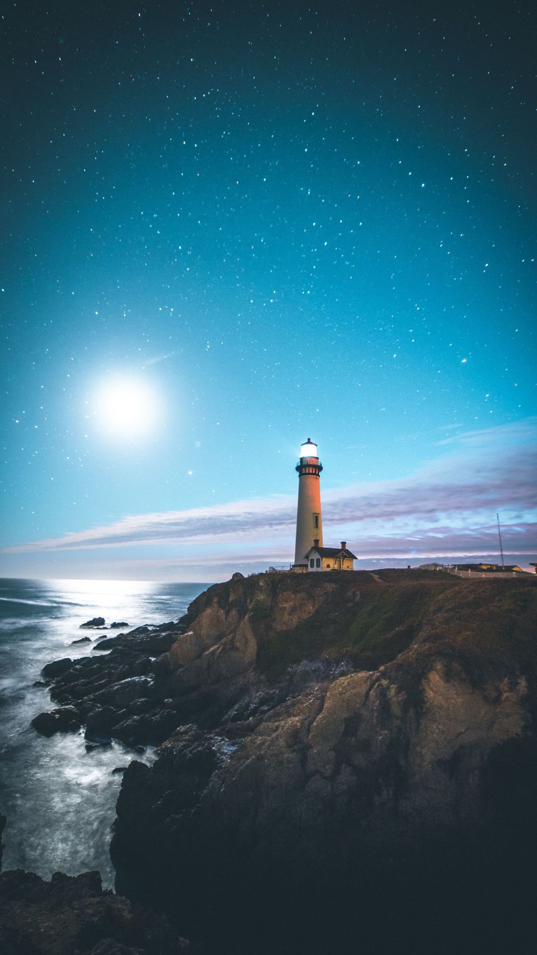 Lighthouse, coast, sea, starry night, 1080x1920 wallpaper. Night sky photo, Lighthouse picture, Sky photography