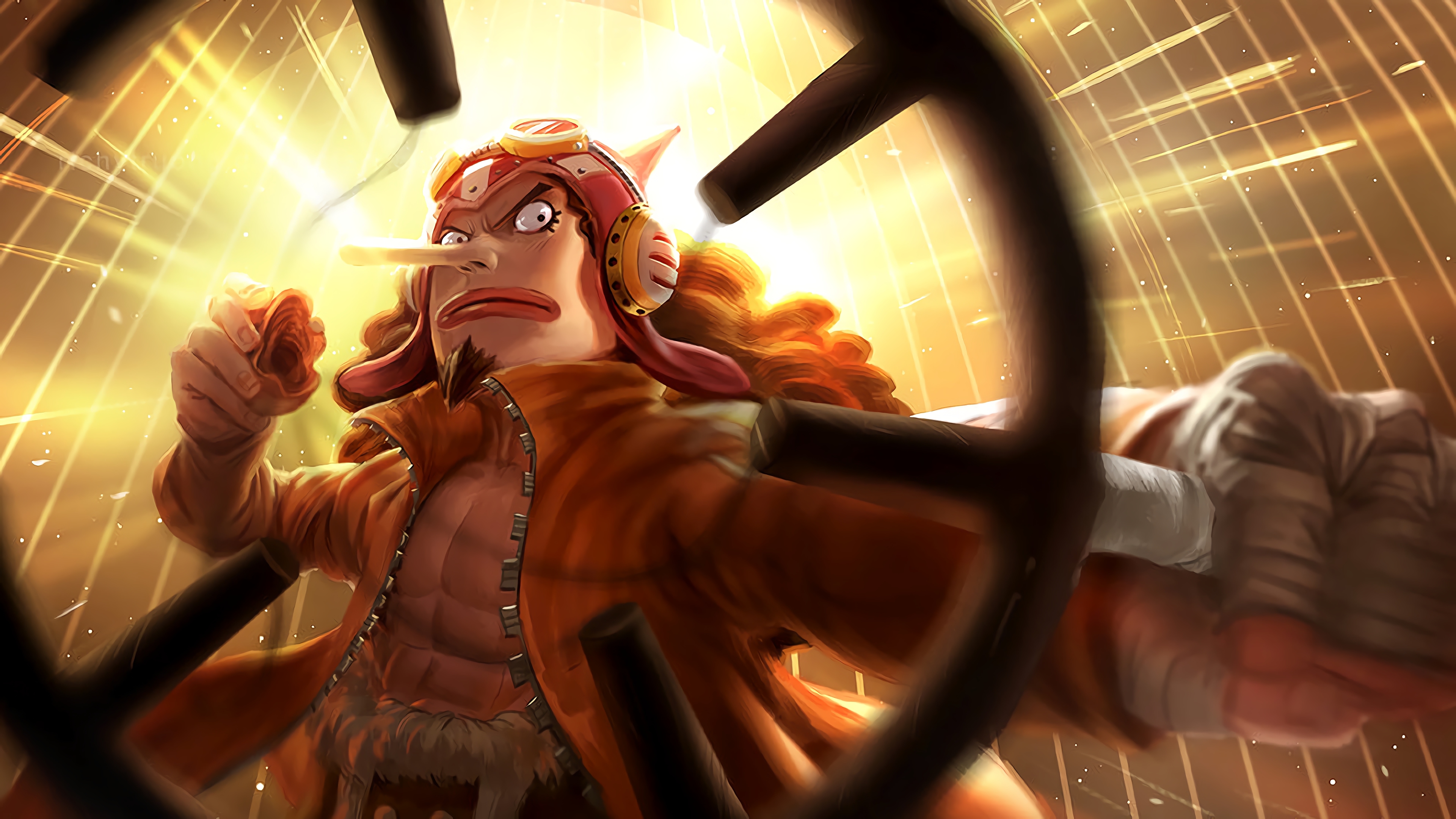 Usopp in Action Ultra HD One Piece Wallpaper