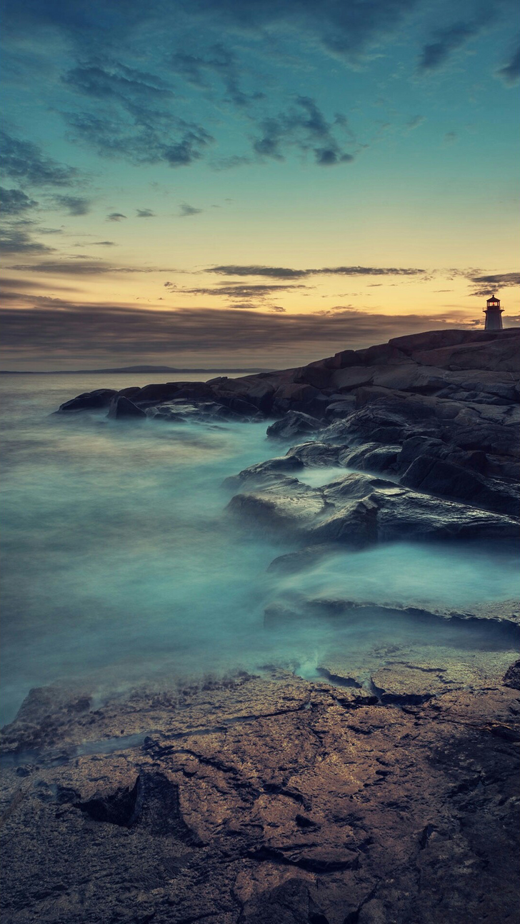 Rocky ocean shore lighthouse Wallpaper Download