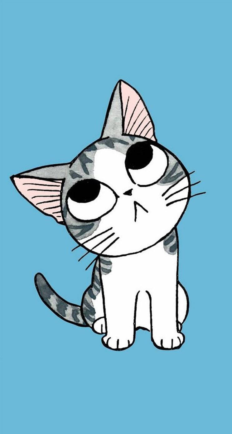 Download Grey Kitten Cartoon Phone Wallpaper