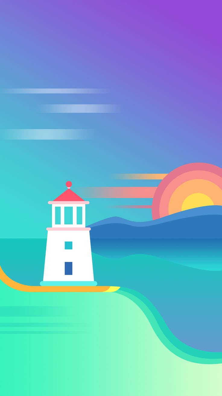 Material Design Inspiration, The Lighthouse. Sunset iphone wallpaper, Minimalist wallpaper, Wallpaper diy crafts