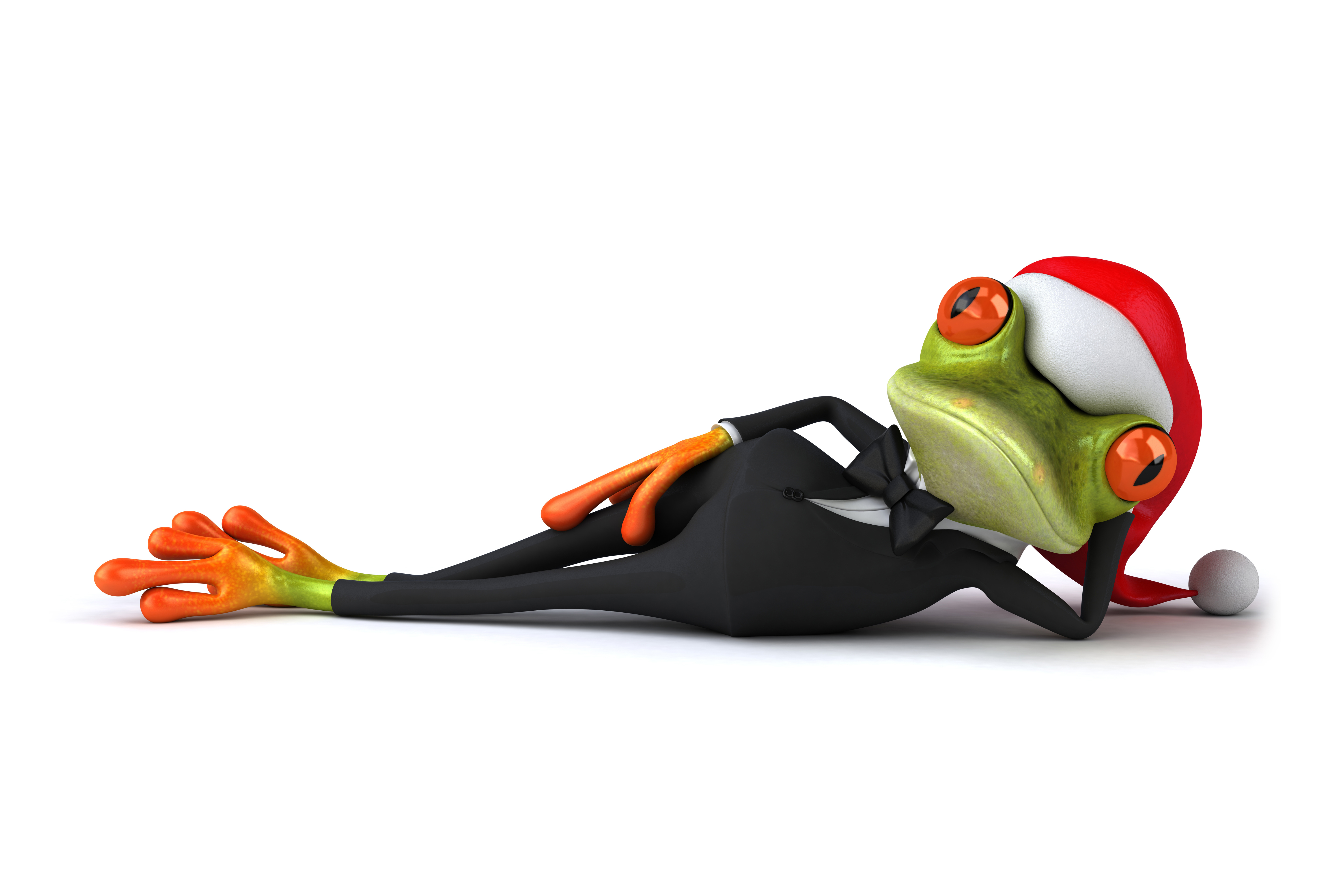 Download wallpaper frog, christmas, frog, funny, santa hat, section rendering in resolution 6000x4000