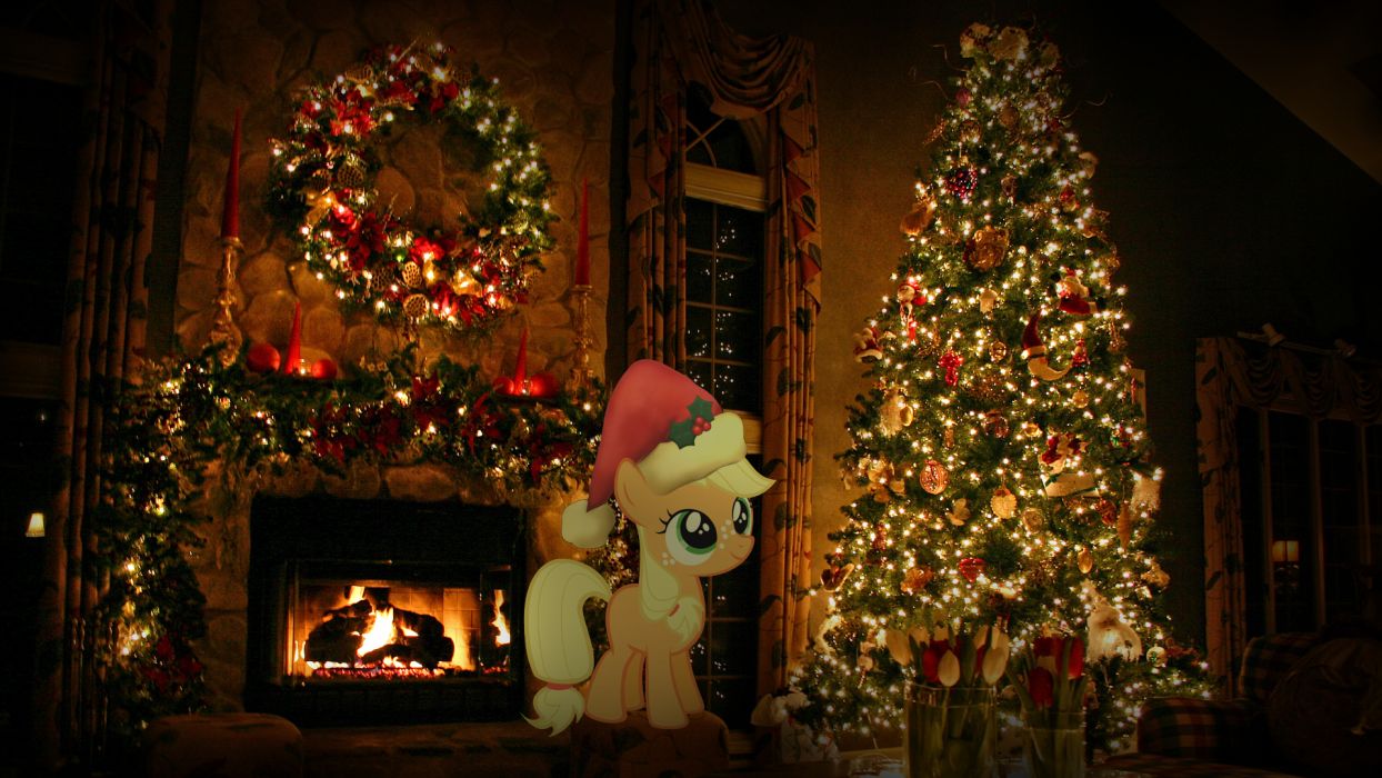 Christmas trees My Little Pony Applejack wallpaperx1080