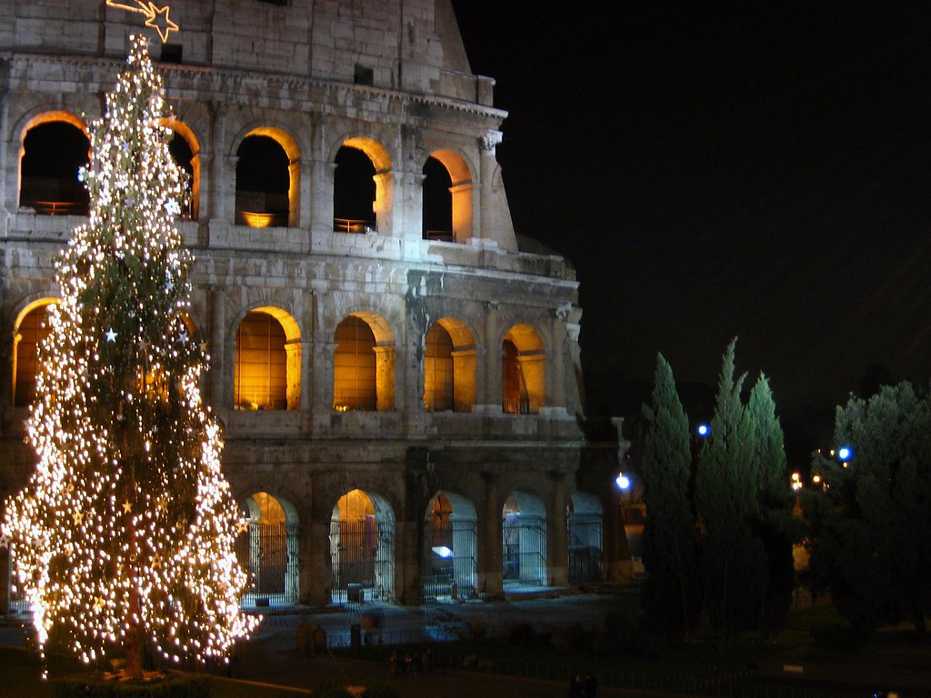 A Colosseum Christmas. View On Black Back to Italy