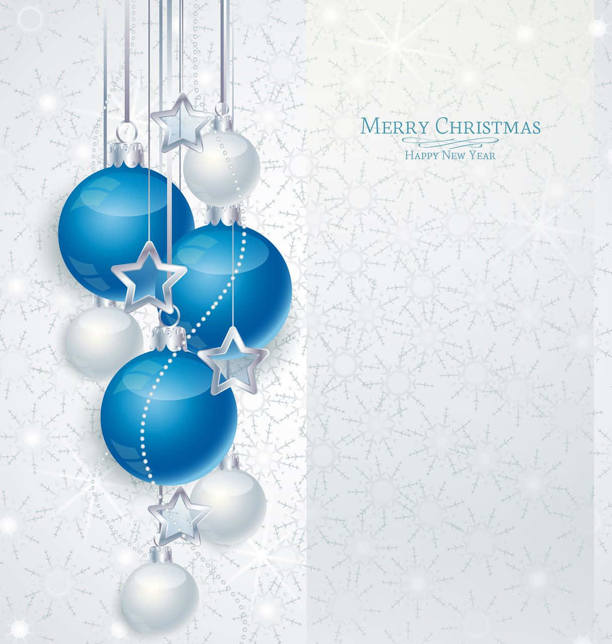 Download White & Blue Christmas Balls Wallpaper