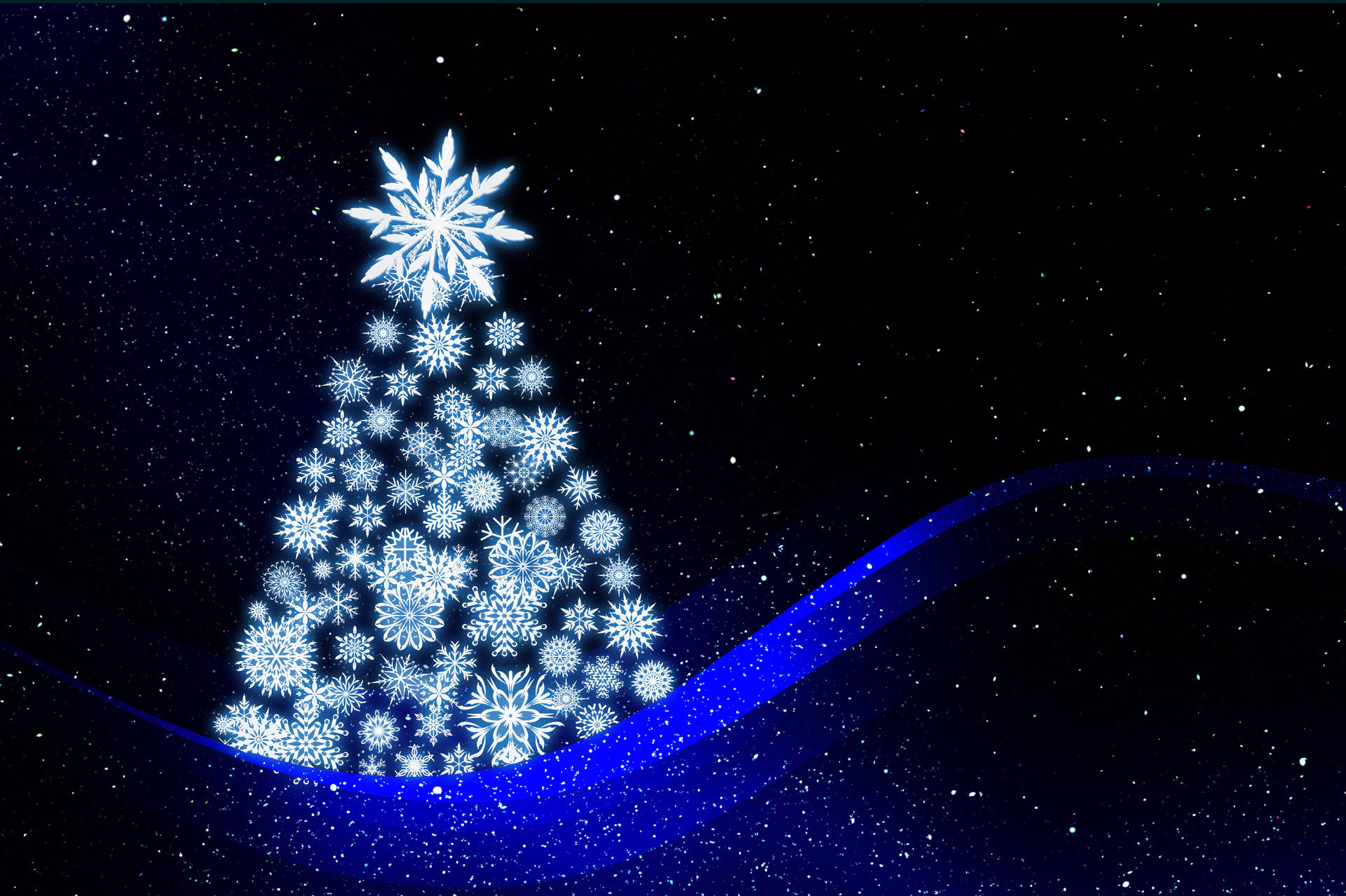 Download Image Christmas Tree in a Room Filled with Blue Lights Wallpaper