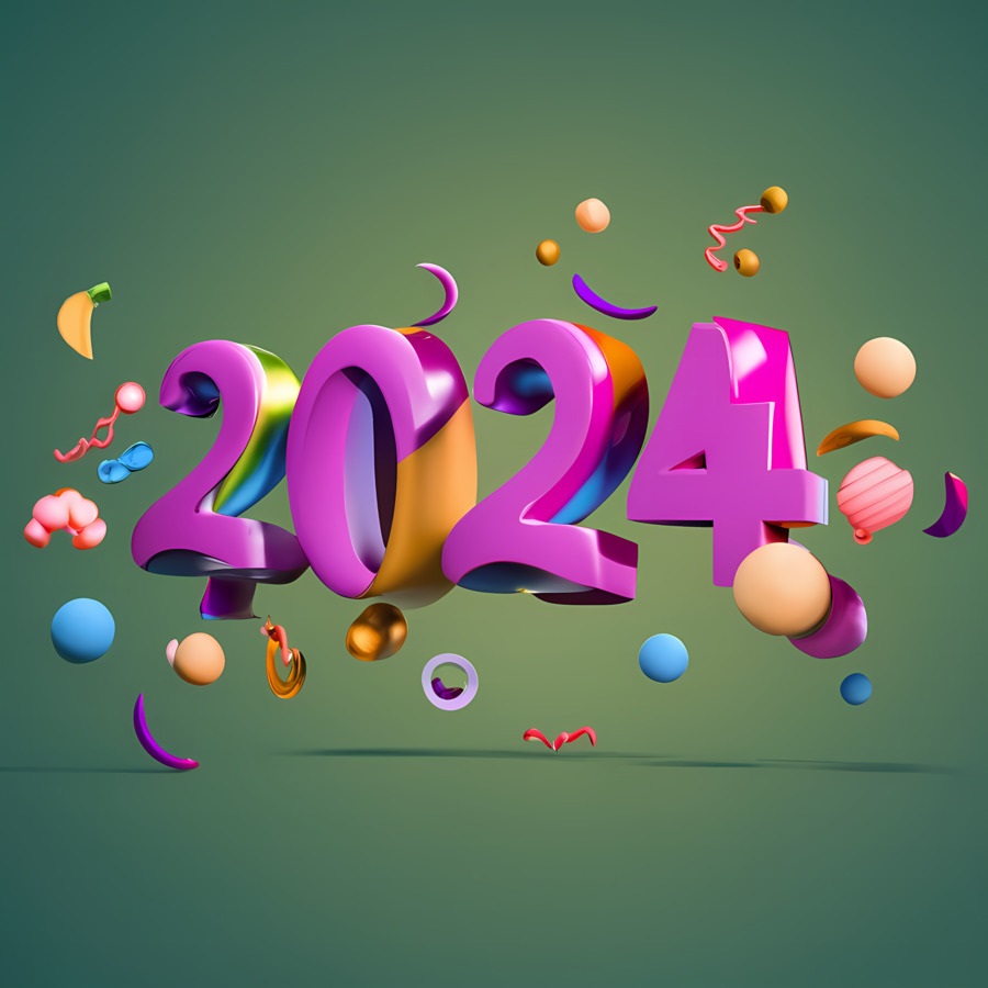 Transparent Happy New Year Cards 2024 Wallpaper Free Download