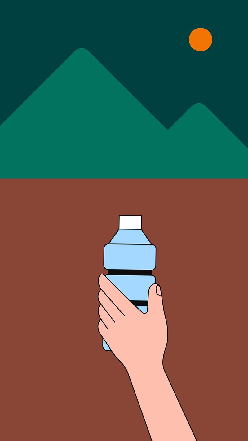 Hand holding water bottle iPhone. Free