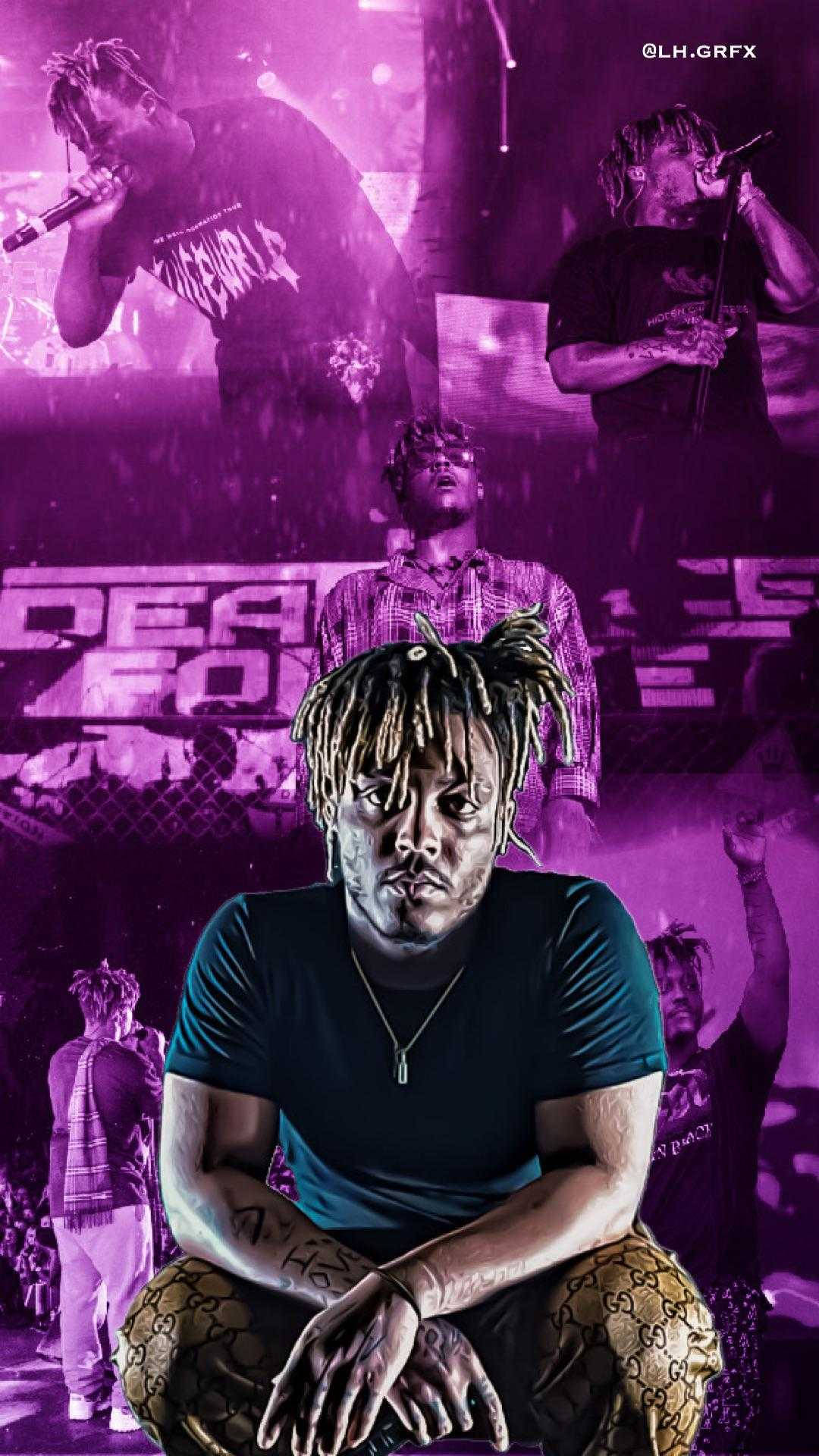 Download Cool Juice Wrld Purple Background Wallpaper