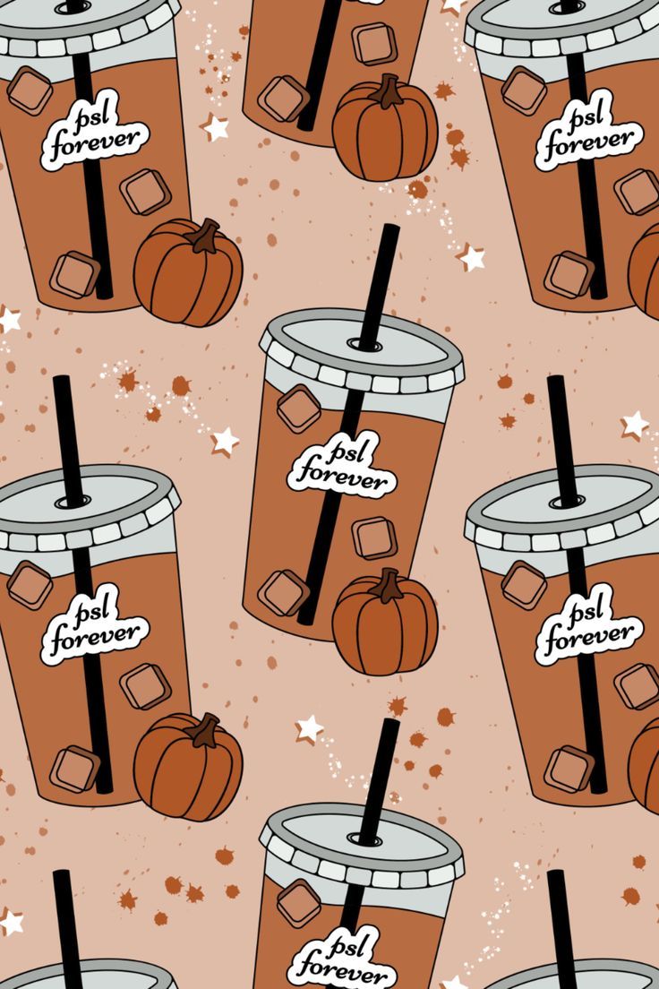 pumpkin spice seamless pattern, coffee