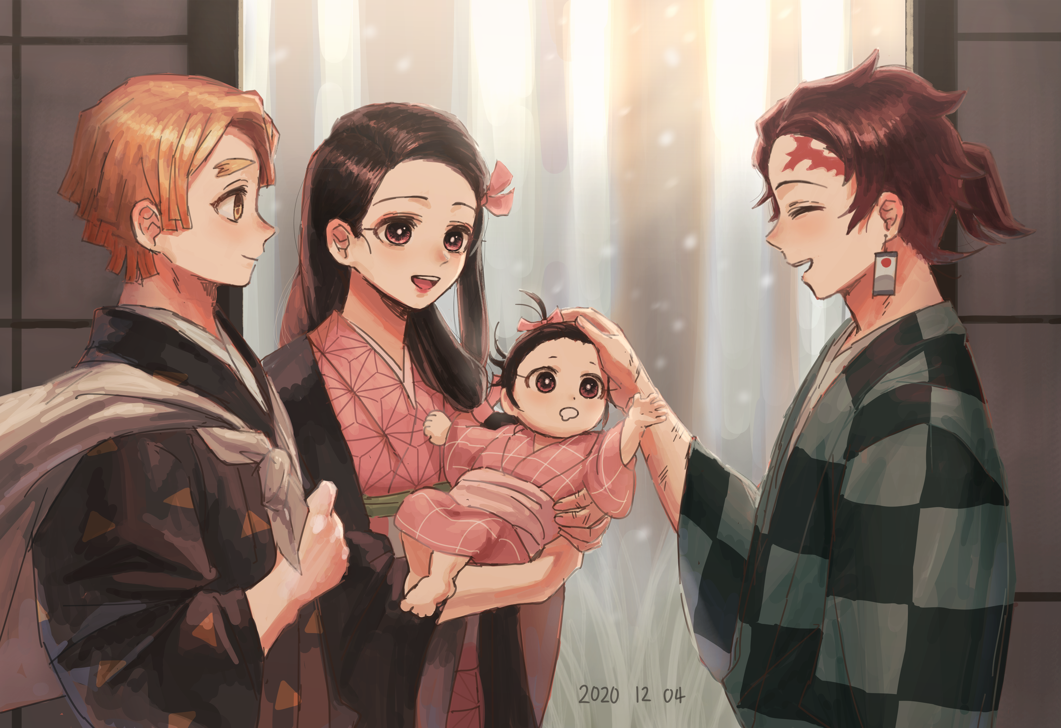 Wallpaper of Nezuko and Zenitsu's baby