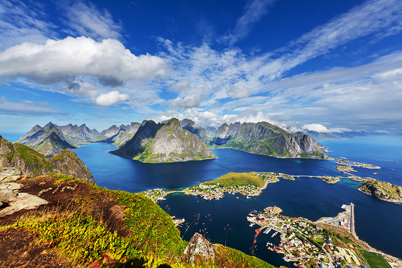 Wallpaper Lofoten Norway Nature Mountains Sky landscape photography