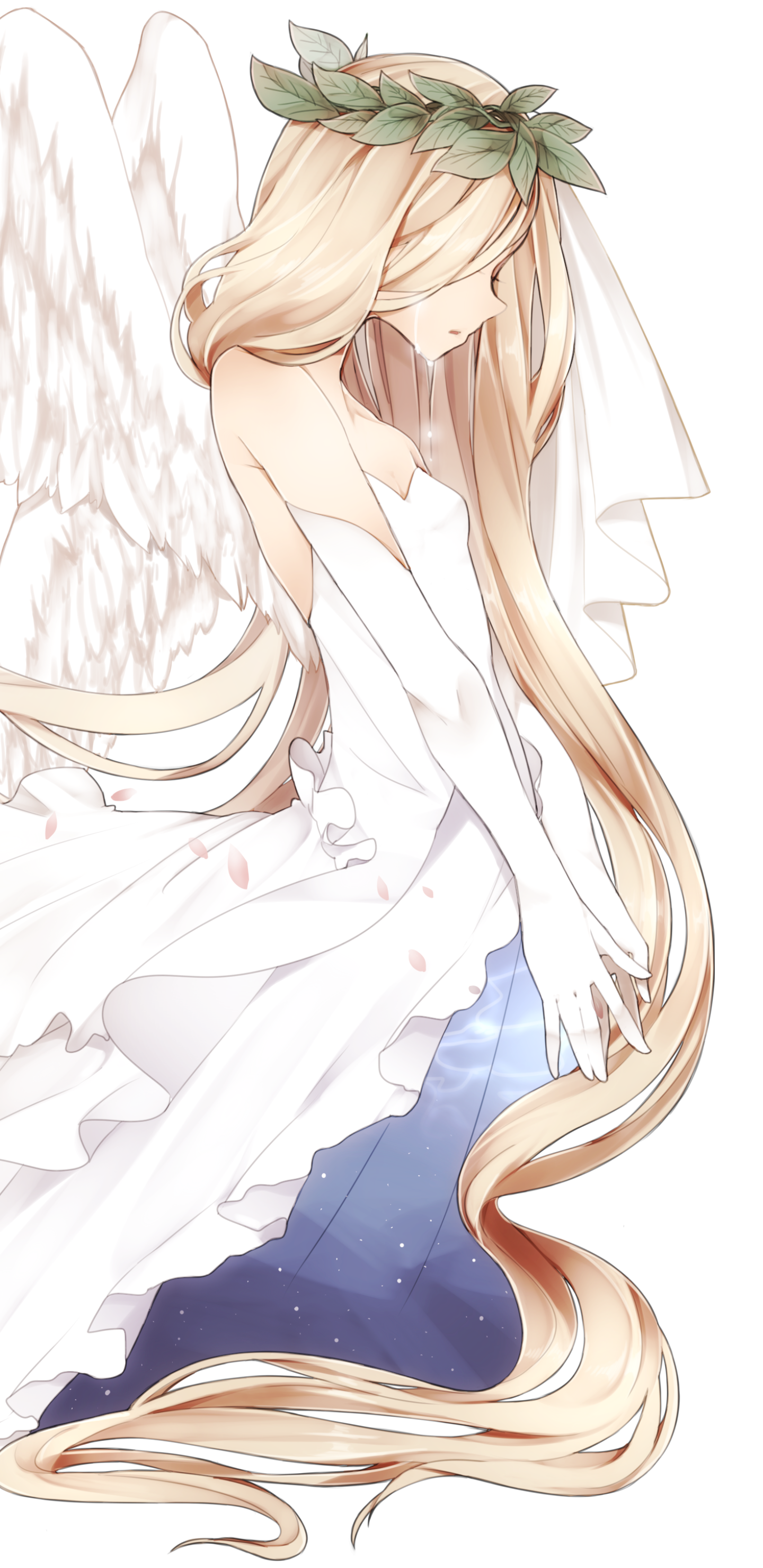 Anime Angel, Wings, Glove, Blonde, Long Hair, 1440x2960 Phone HD Wallpaper