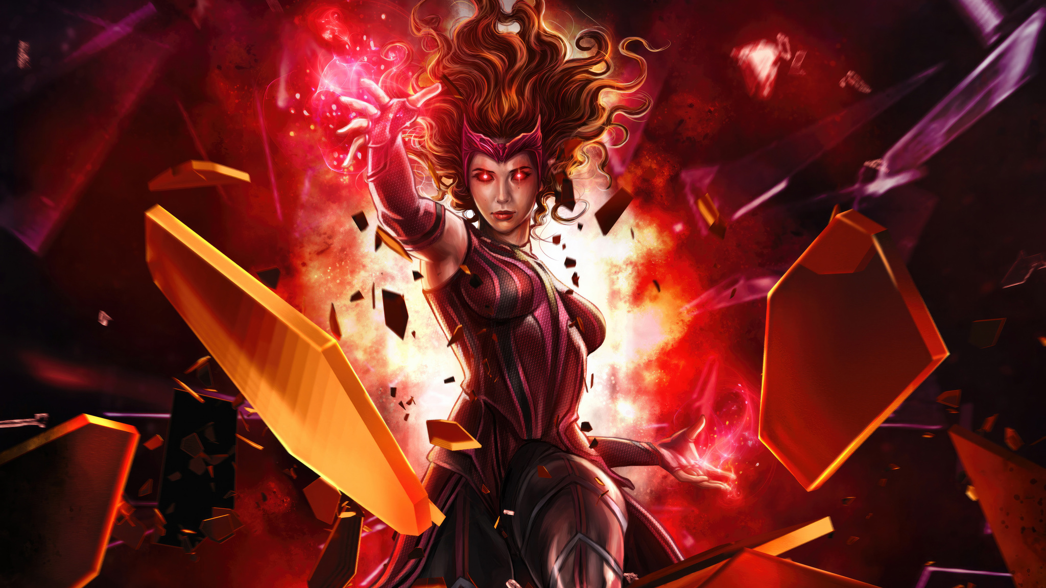 Scarlet Witch Unleashing Chaos Magic 2048x1152 Resolution HD 4k Wallpaper, Image, Background, Photo and Picture