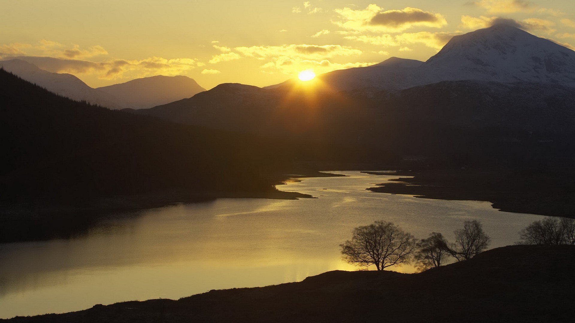 Sunset garry western Scotland Highlands wallpaperx1080