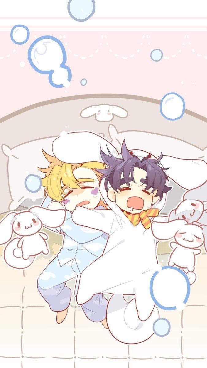 I found this very cute and kawaii Cinnamoroll × JoJo's Bizarre Adventure smartphone wallpaper but this isn't my art because this art style is mostly cute and kawaii
