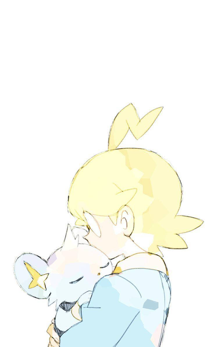 Download Clemont Hugging Shinx Wallpaper