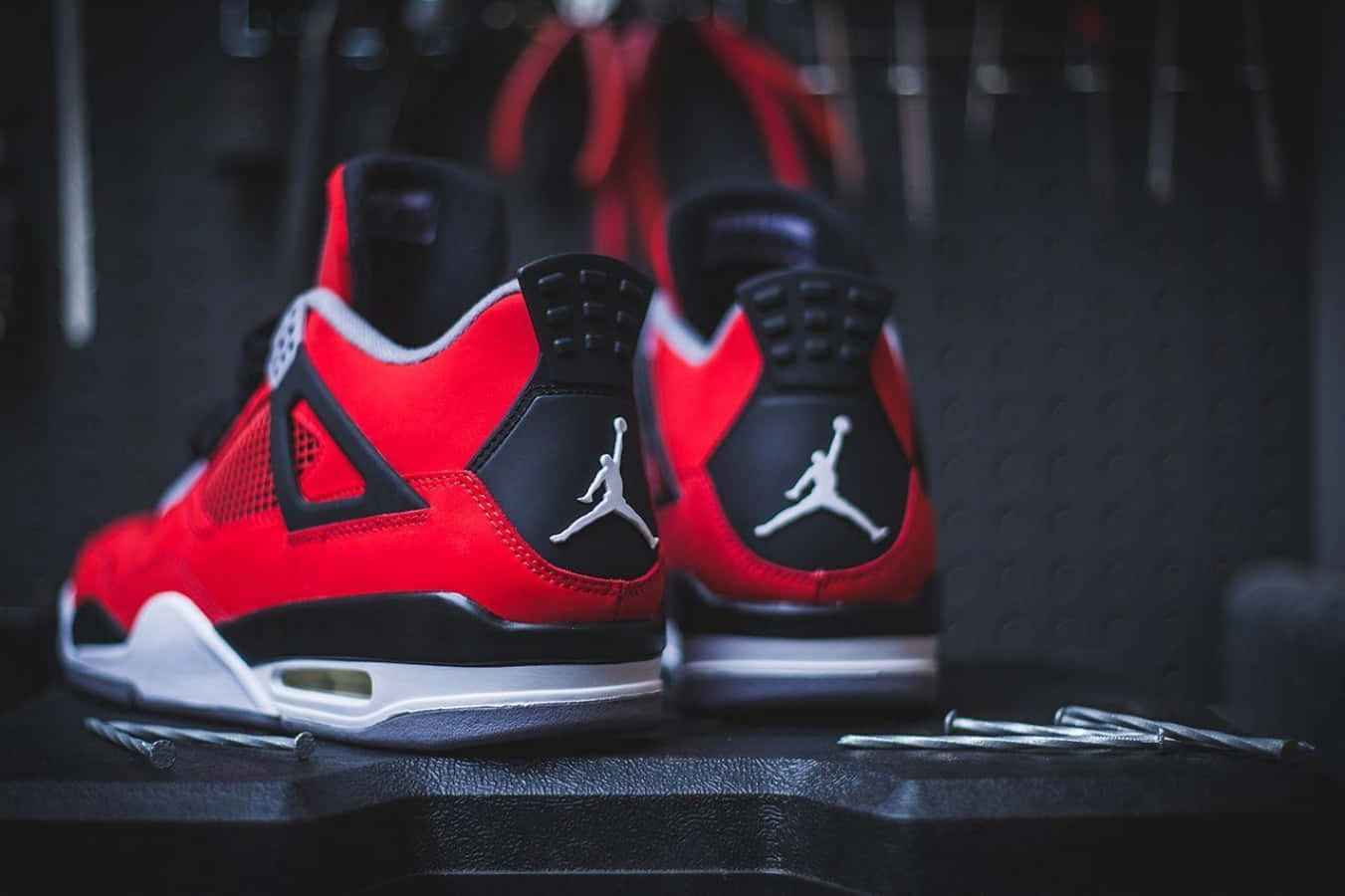 Download Air Jordan 4 Retro Red Black Wallpaper