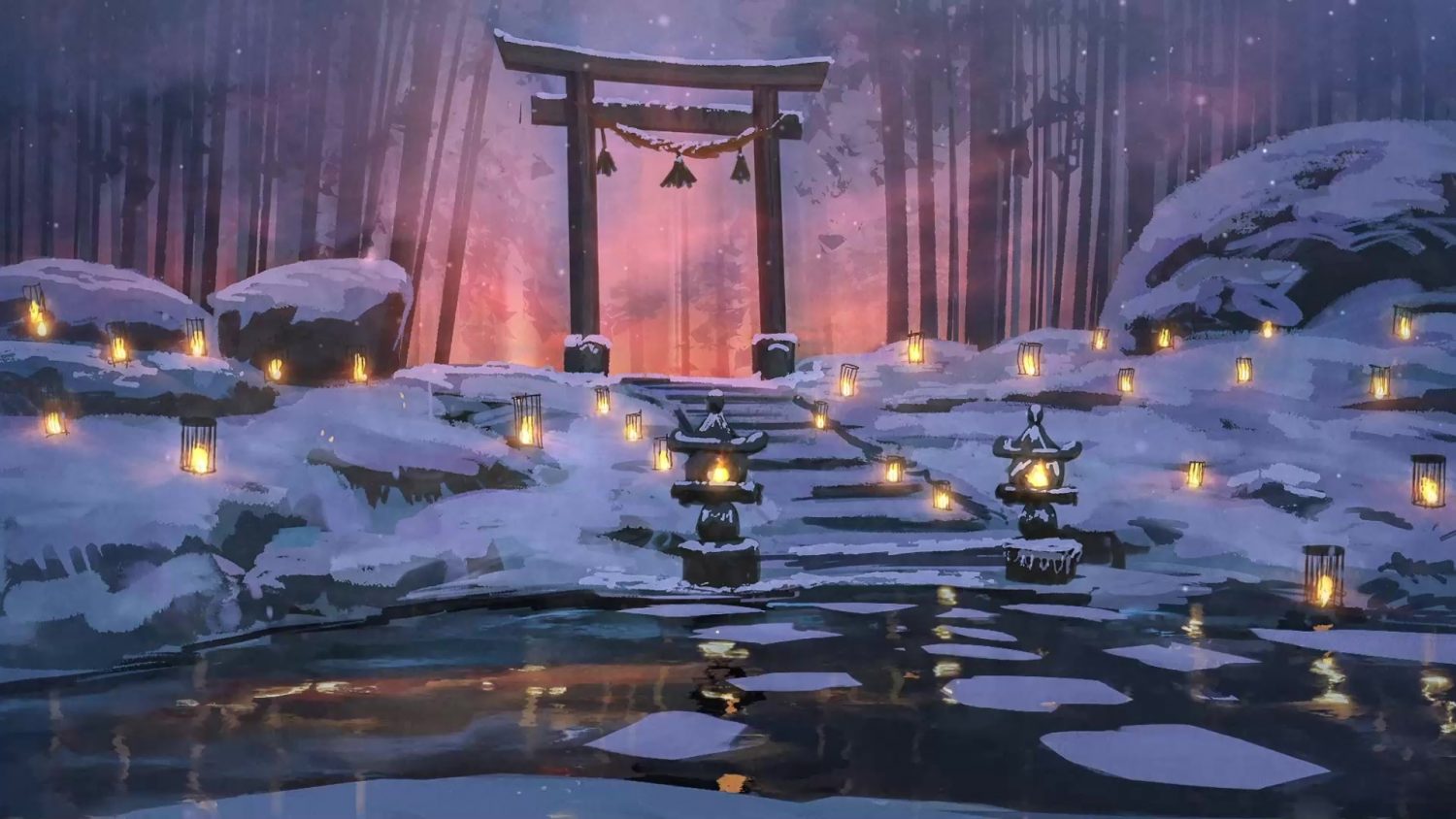 Torii Gate In Snow Live Wallpaper