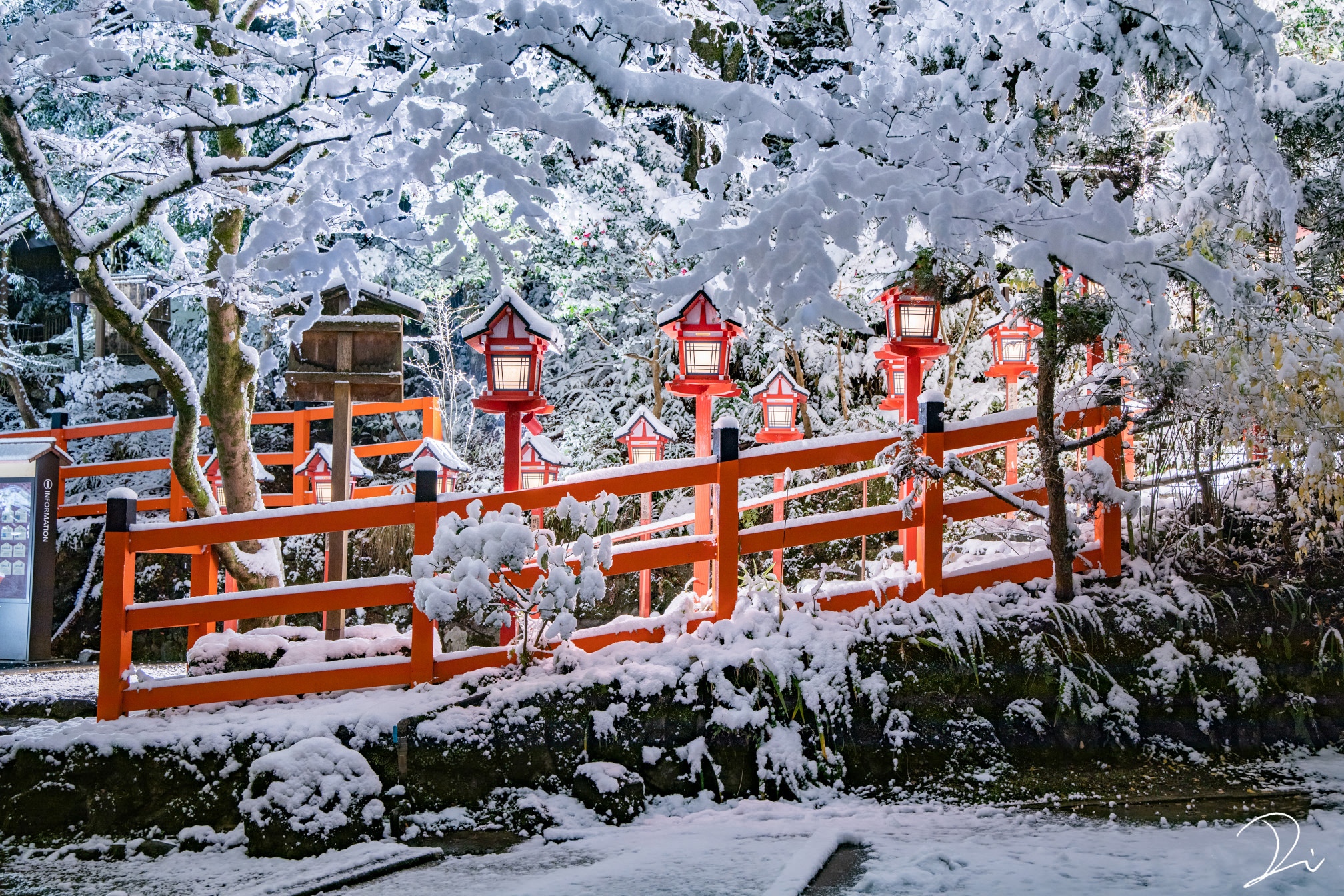 Japan, winter, Asian architecture, snow, trees, lanternx1344 Wallpaper