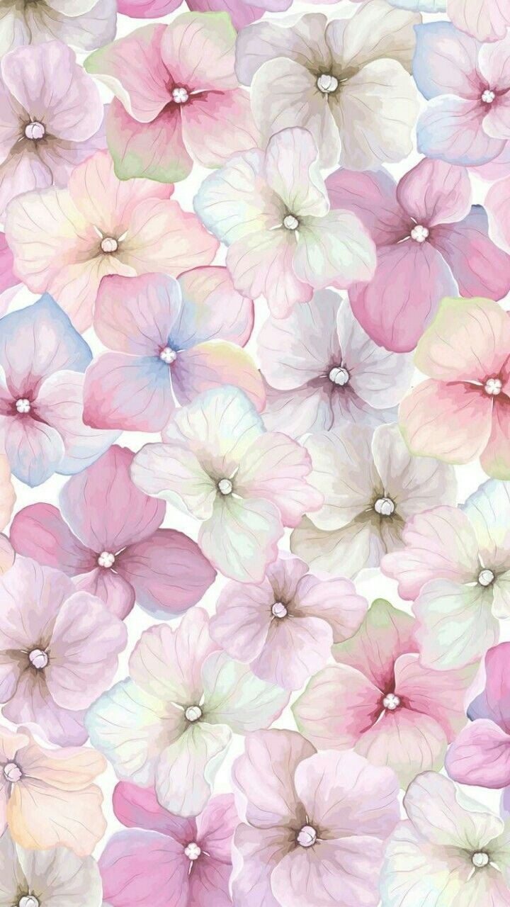 Colorful soft watercolor flowers. Mobile wallpaper [720x1280]