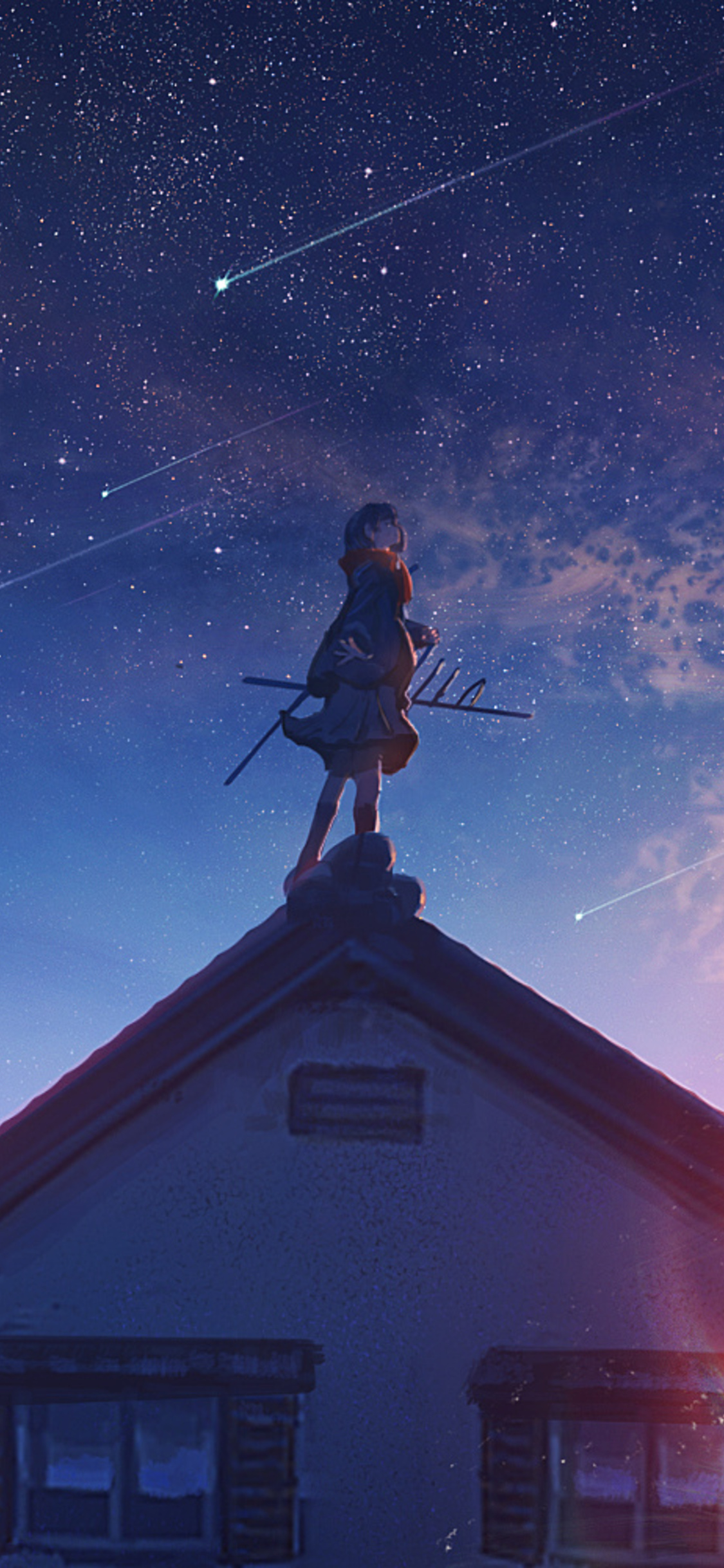 Anime Original Girl Shooting Star iPhone XS, iPhone 10, iPhone X HD 4k Wallpaper, Image, Background, Photo and Picture