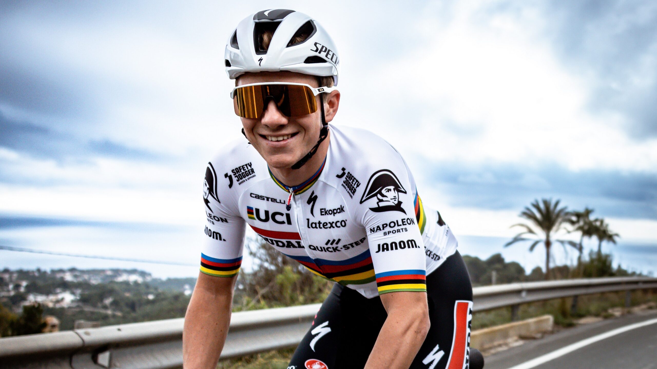 Remco Evenepoel Shows Off Soudal Quick Step Rainbow Jersey For 2023