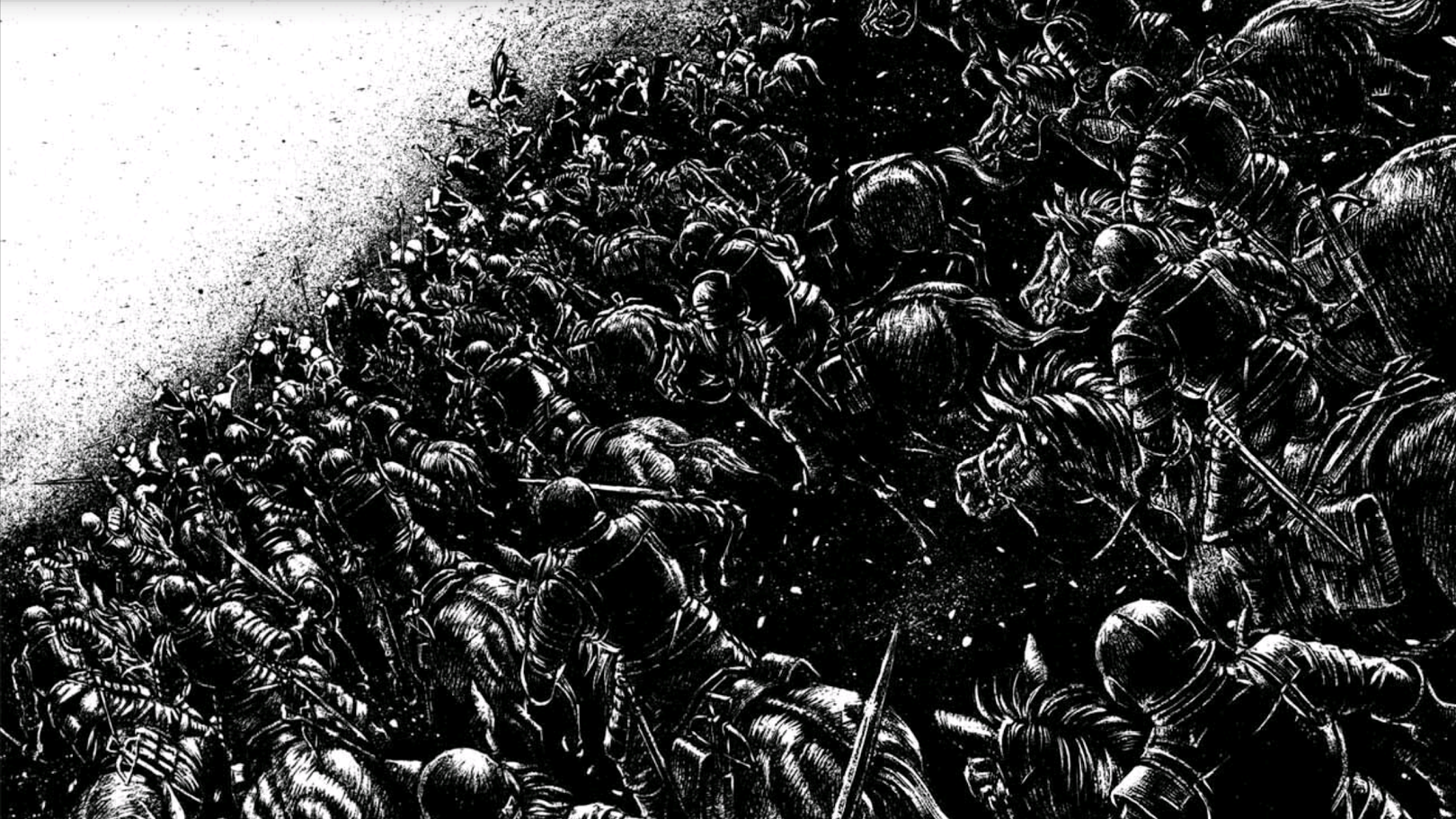 Kentaro Miura, manga, Berserk, anime, artwork, monochromex911 Wallpaper