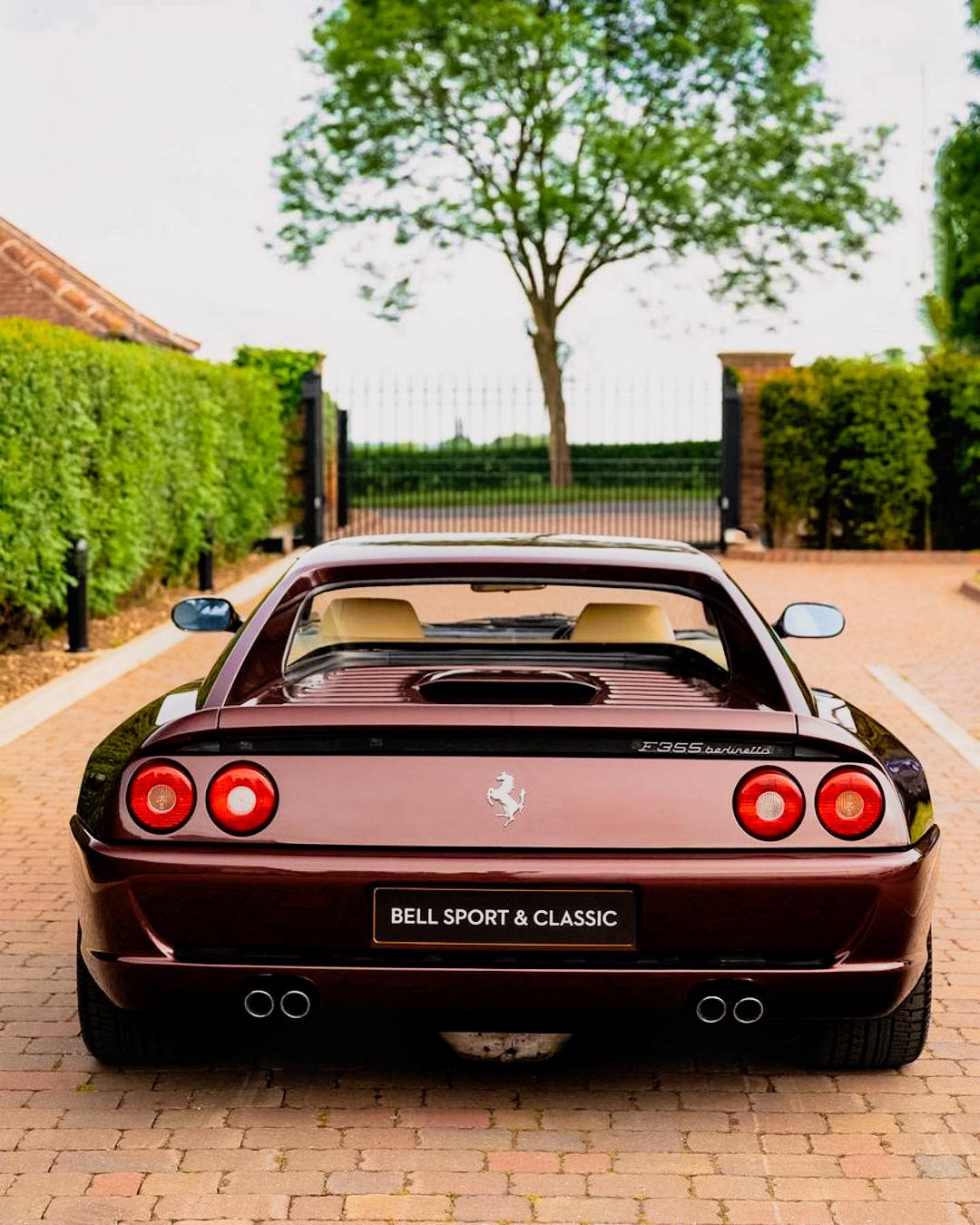 Ferrari F355 Berlinetta in Prugna exterior colour. 1080x1350px