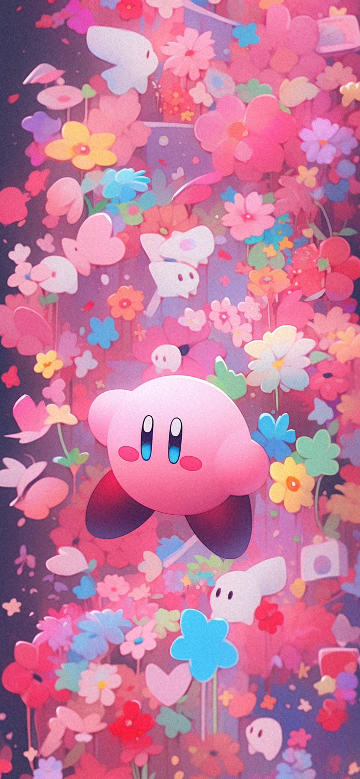Kirby & Flowers Aesthetic Wallpaper Wallpaper Aesthetic