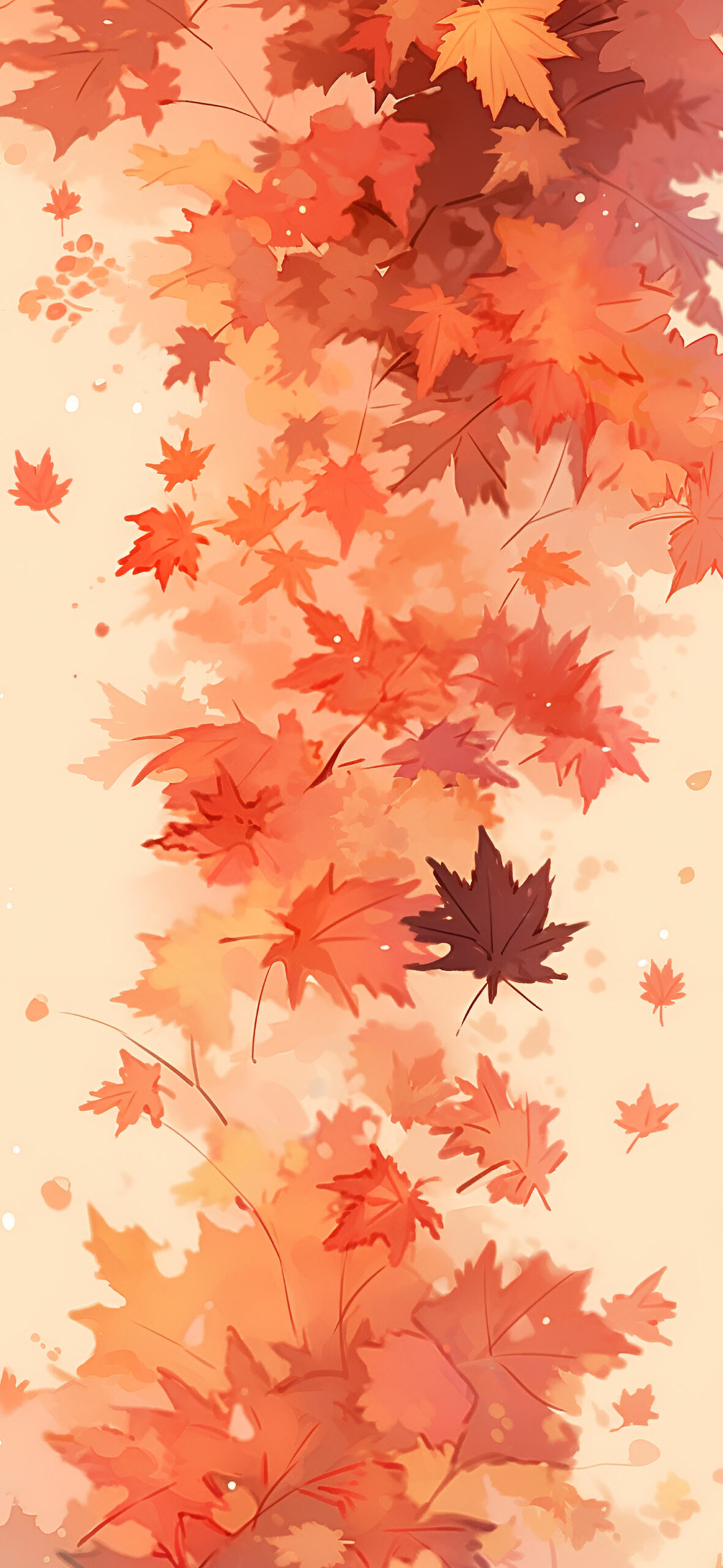 Red Autumn Leaves Pattern Wallpaper Aesthetic Wallpaper