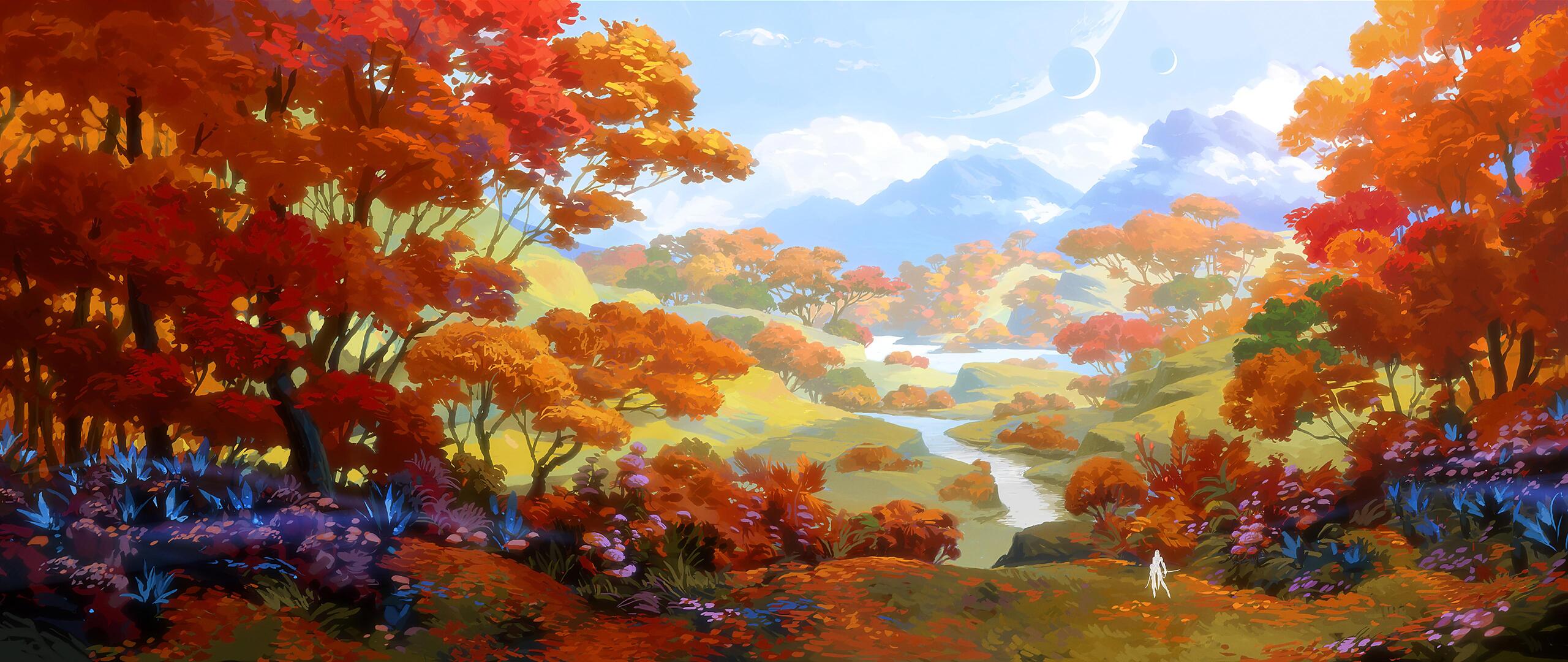 Autumn Trees 5k 2560x1080 Resolution HD 4k Wallpaper, Image, Background, Photo and Picture