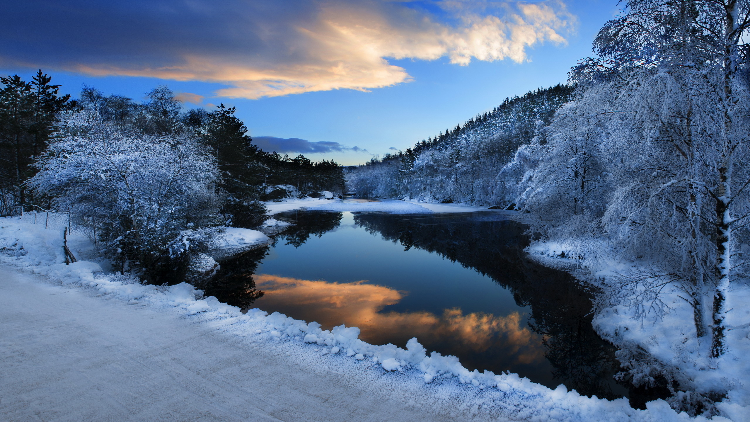 Nature landscapes winter snow rivers