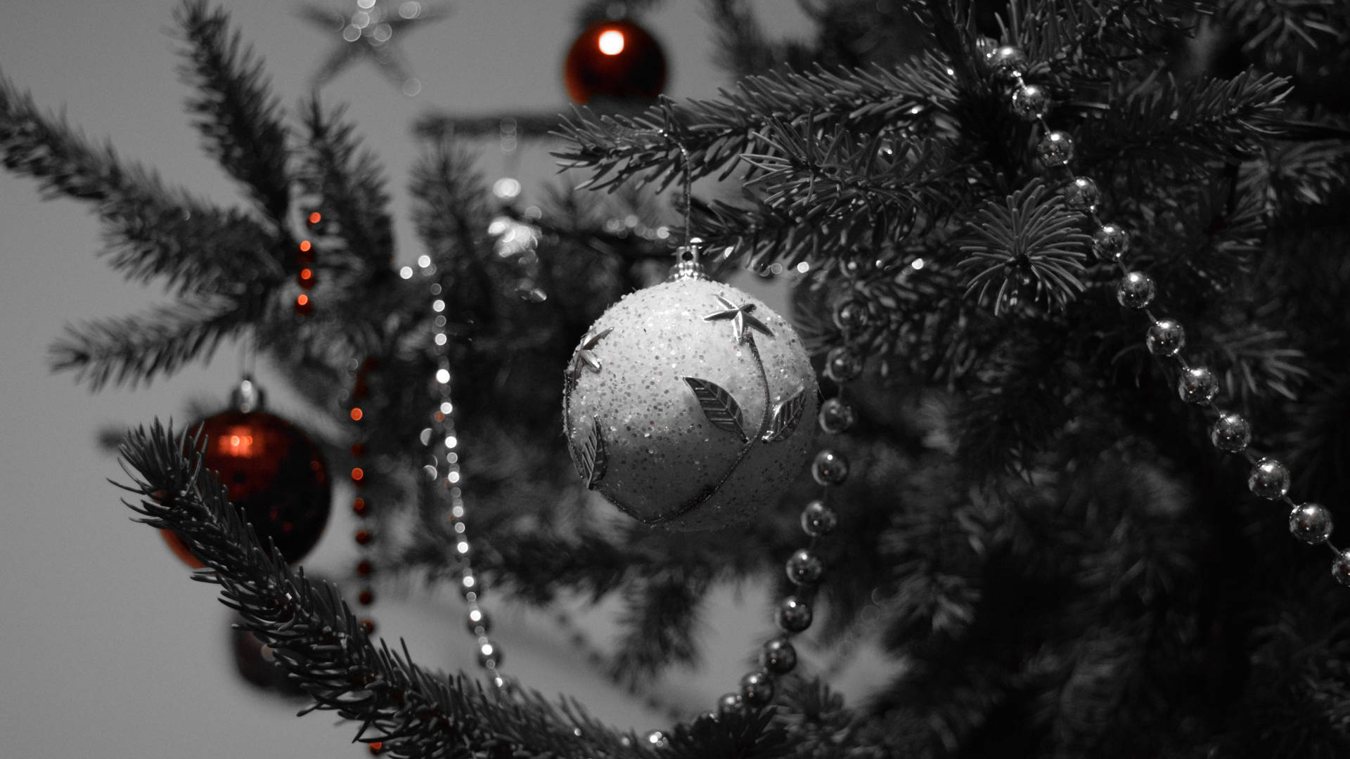 Download Black Christmas White Balls Wallpaper