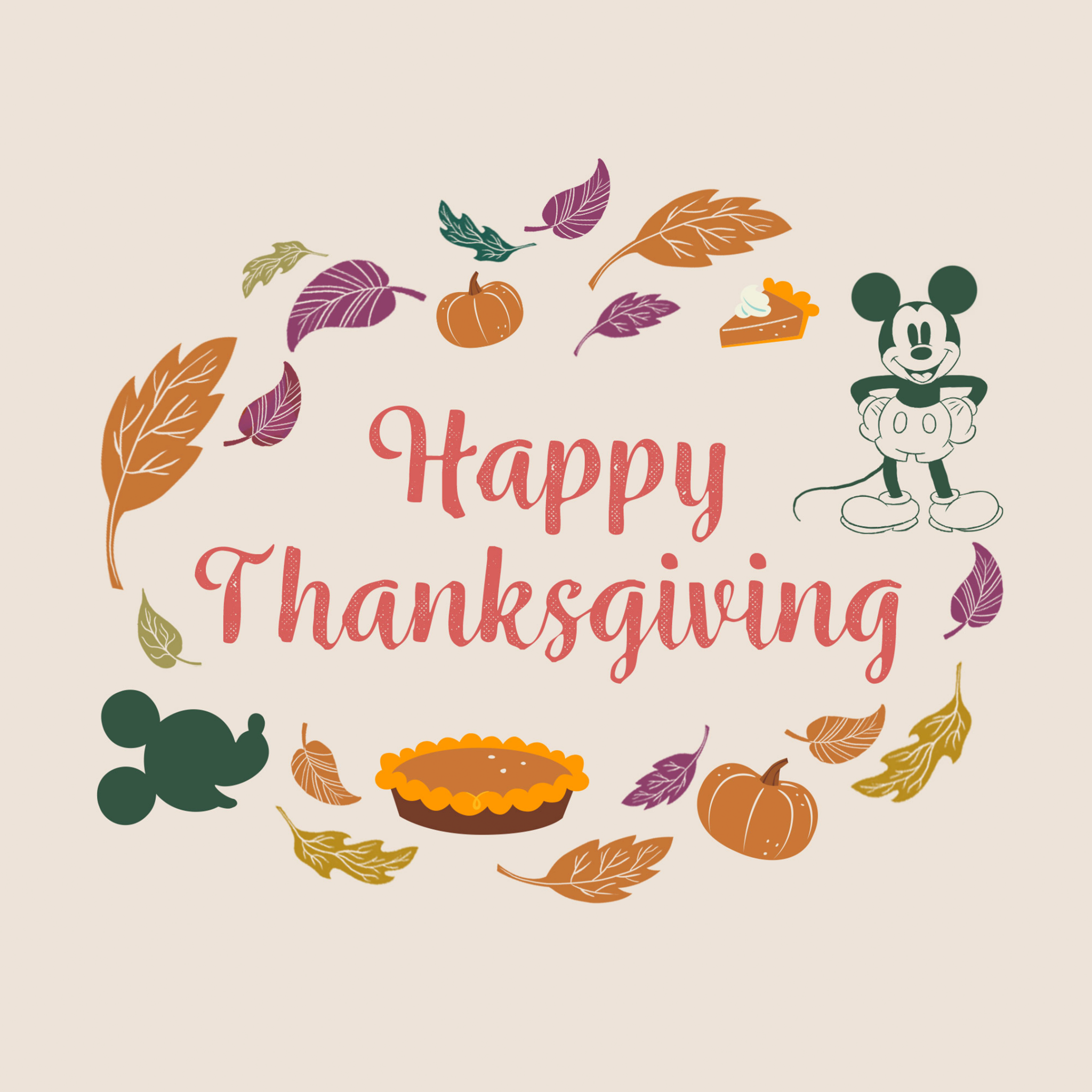 Happy Thanksgiving Wallpaper 4K, Disney, Mickey Mouse