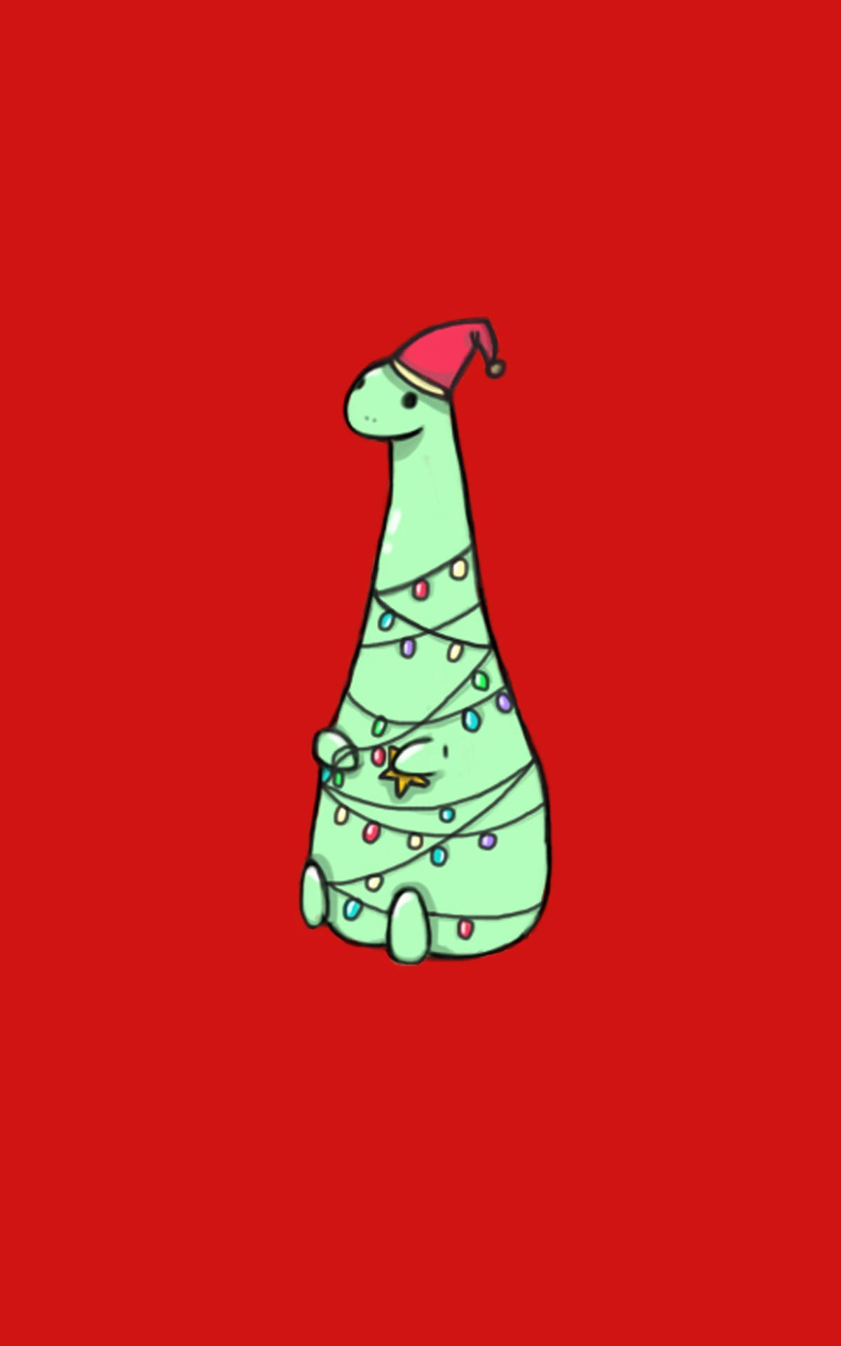 Download Cute Dinosaur With Christmas Lights Wallpaper