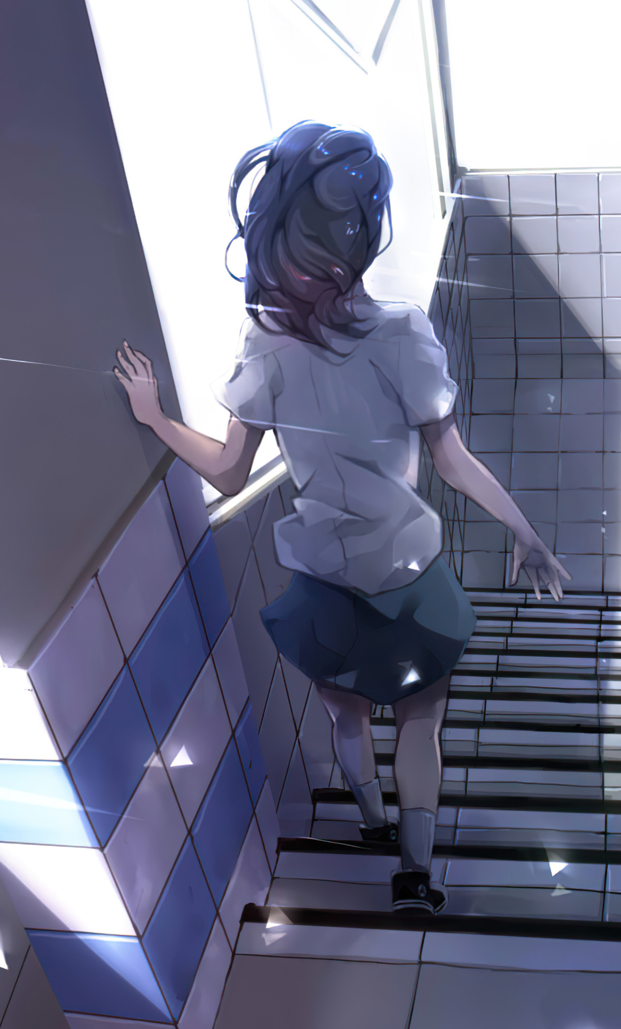 Anime Girl Walking Down Stairs 4k iPhone HD 4k Wallpaper, Image, Background, Photo and Picture