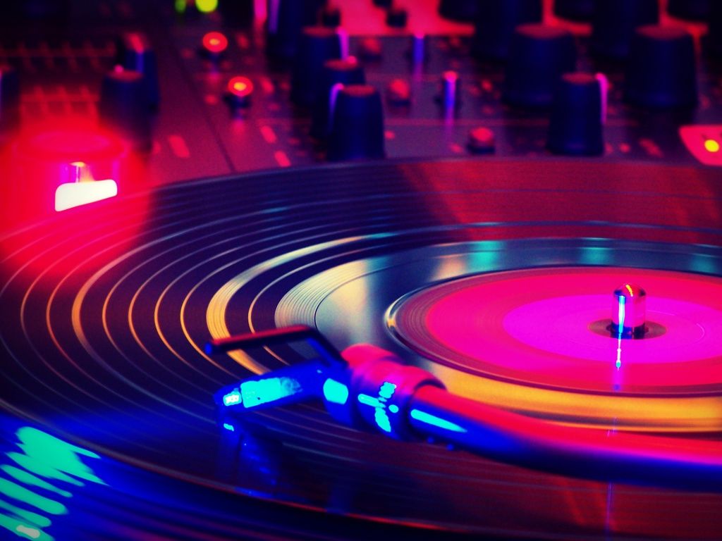 disco vinyl nights colorful turntable record spinning fast on music desktop wallpaper 1024x768. Music wallpaper, Disco night, Music background