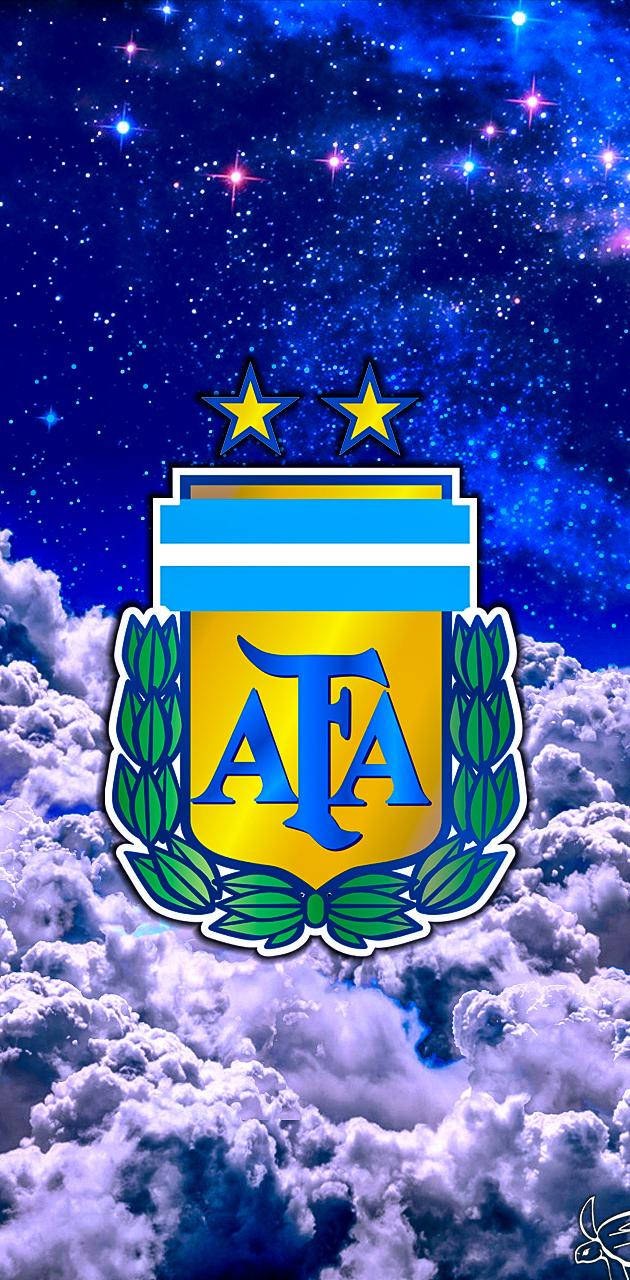 Download Argentina National Football Team Emblem In Sky Wallpaper