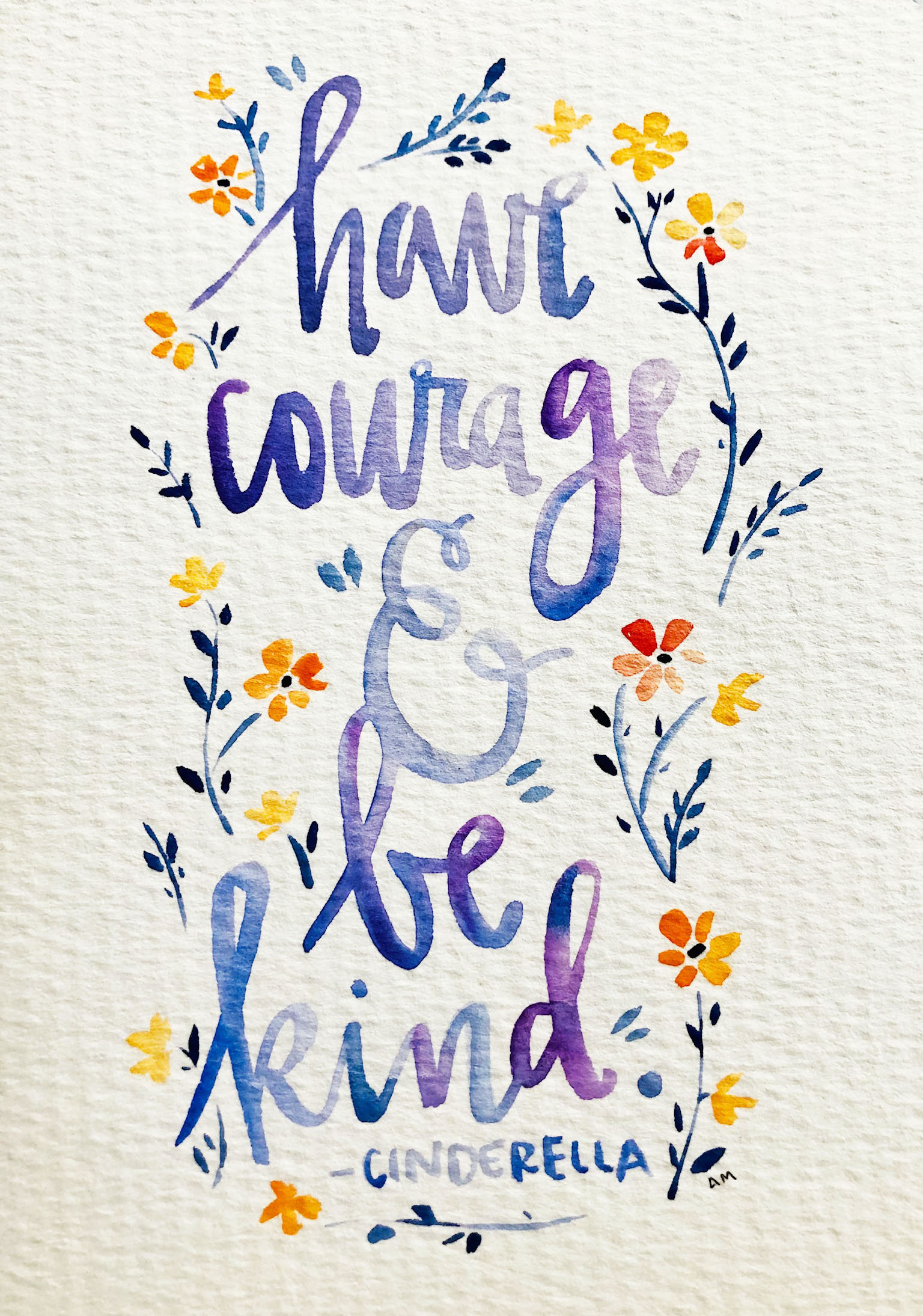 Have Courage and Be Kind Cinderella Quote 5x7 8x10 11x14