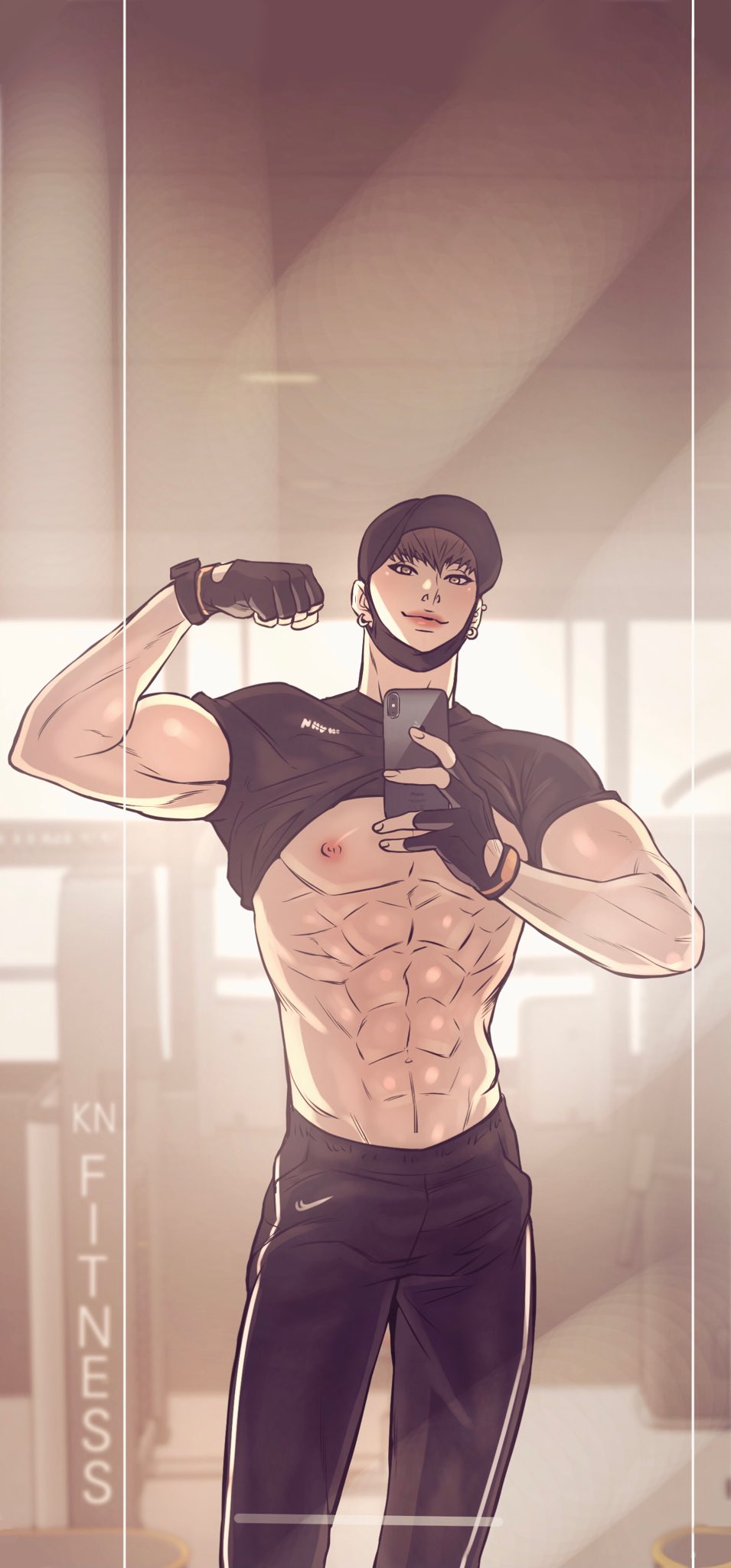 one eye open HELLO I EDITED THE PICTURE OF DOOSIK'S MIRROR SELFIE. YOU CAN USE IT FOR YOUR WALLPAPER