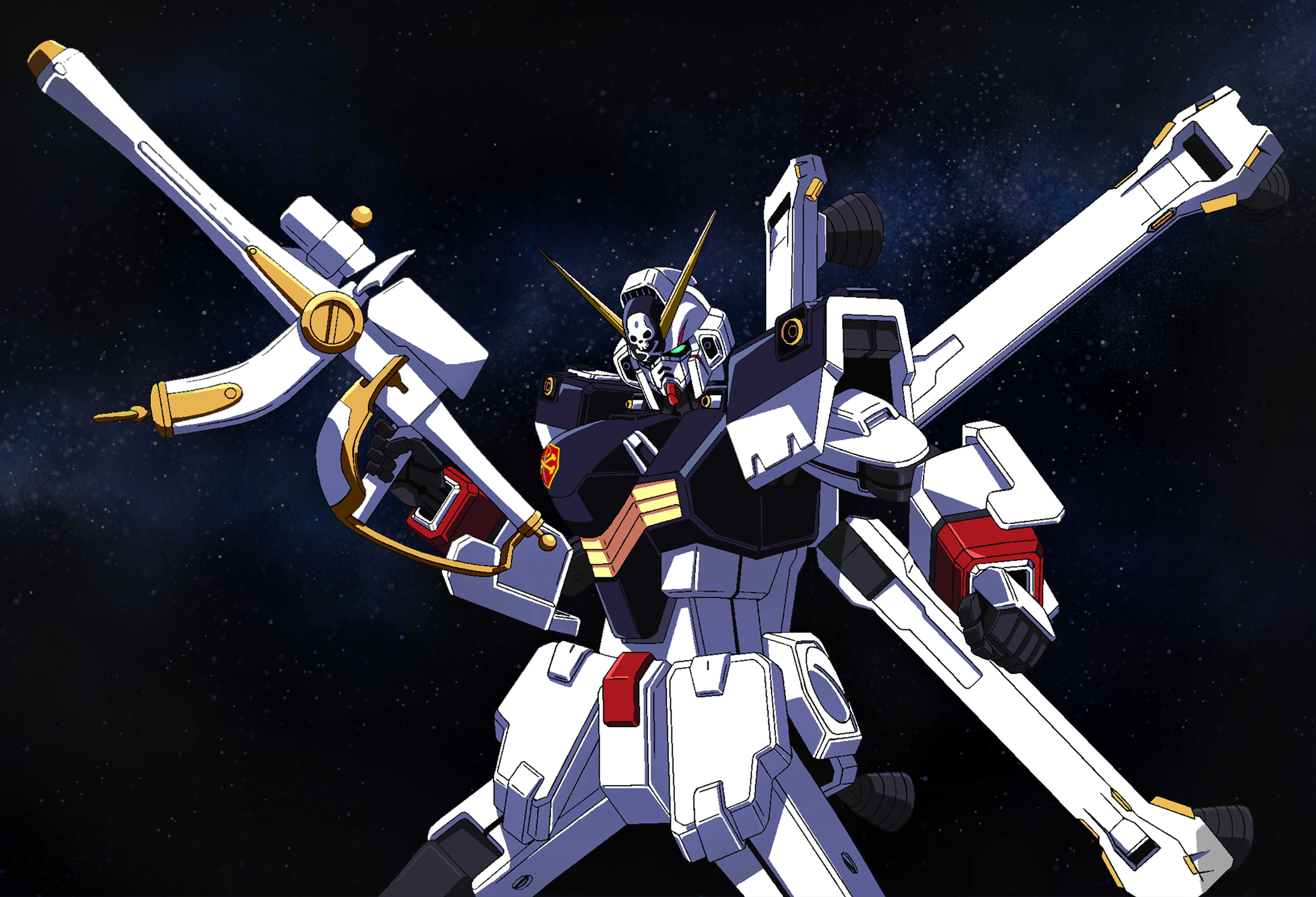 Anime, Mechs, Super Robot Taisen, Gundam, Artwork, Digital Art, Fan Art, Crossbone Gundam X 1, Mobile Suit Crossbone Gundam, Black Background, Simple Backgroundx4167 Wallpaper