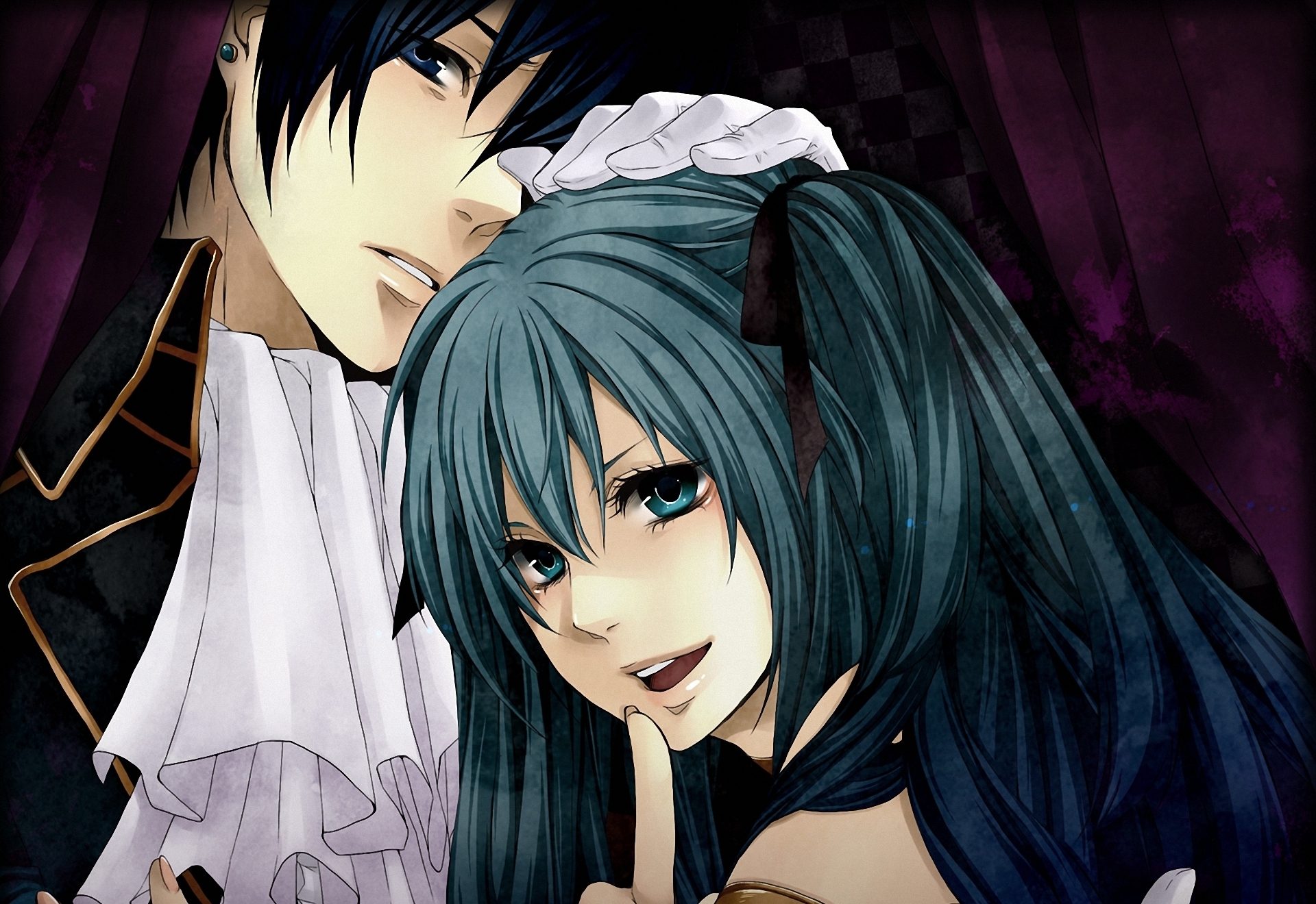 Vocaloid Art Asami yoruko cantarella hatsune miku kaito vocaloid girl guy hug wallpaperx1320