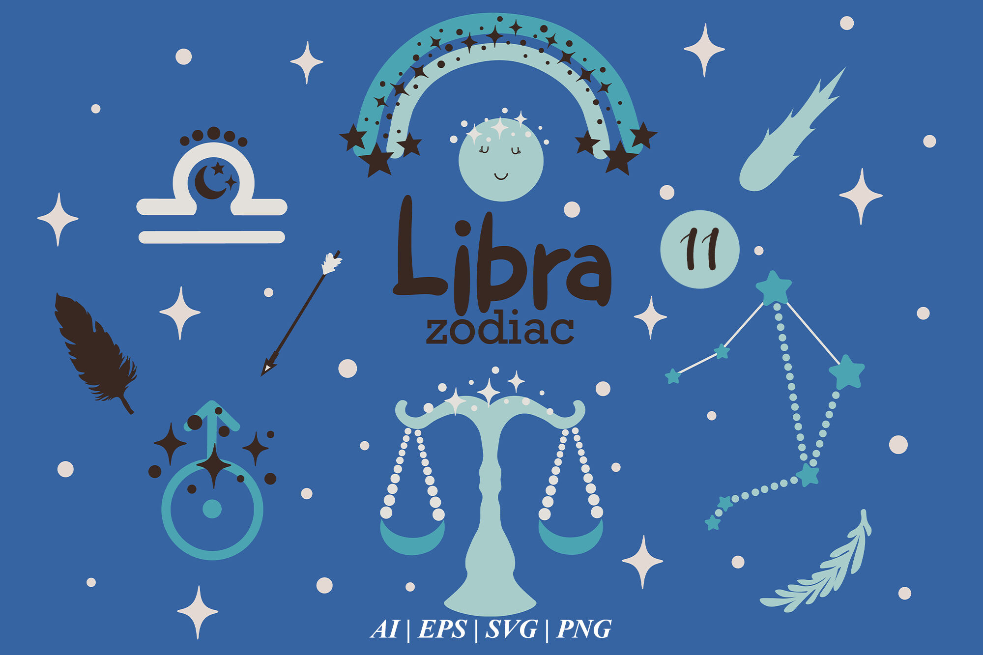 LIBRA Baby SVG, Zodiac sign clipart, Libra Constellation By Dysenkart