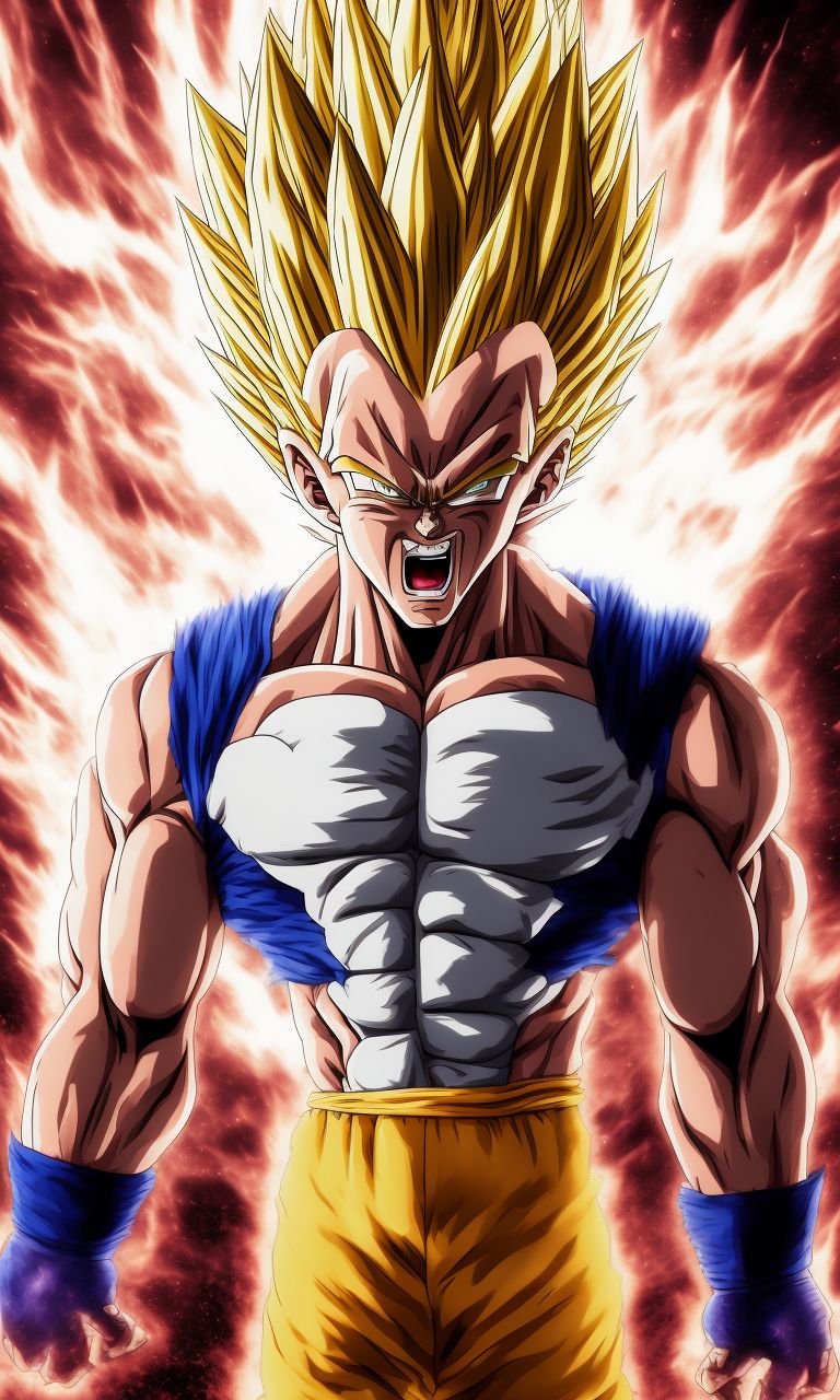 Pale Octopus830: Vegeta In His Super Saiyan Form, Showcasing Immense Power And Unbridled Rage, Portrayed With The Utmost Detail And Clarity Akin To A Photograph Captured By A Professional Camera