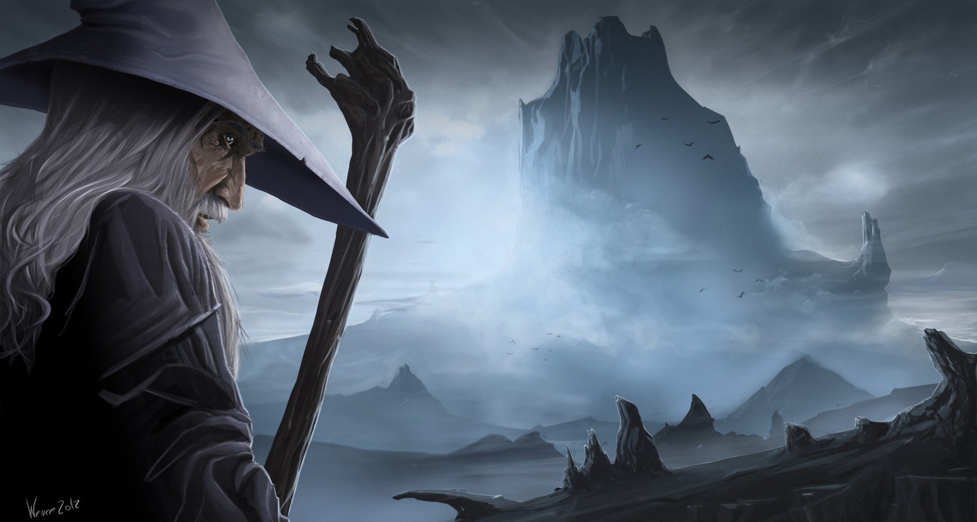 fantasy art, The Lord of the Rings, Gandalf, artwork (1982x1059px) on Wallls.com