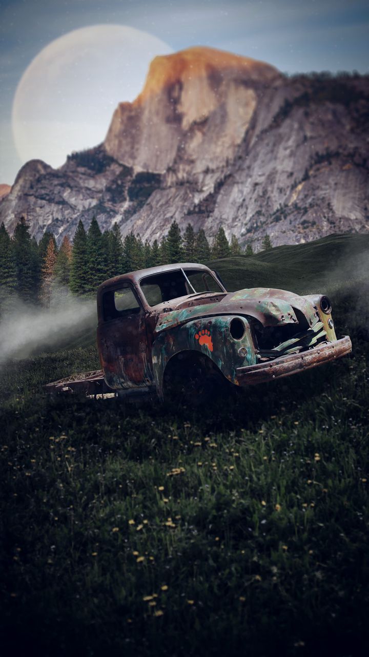 Free HD wallpaper car, old, metal, mountains, grass, background HD for pc, mobile phone. Car wallpaper, Car, Car background