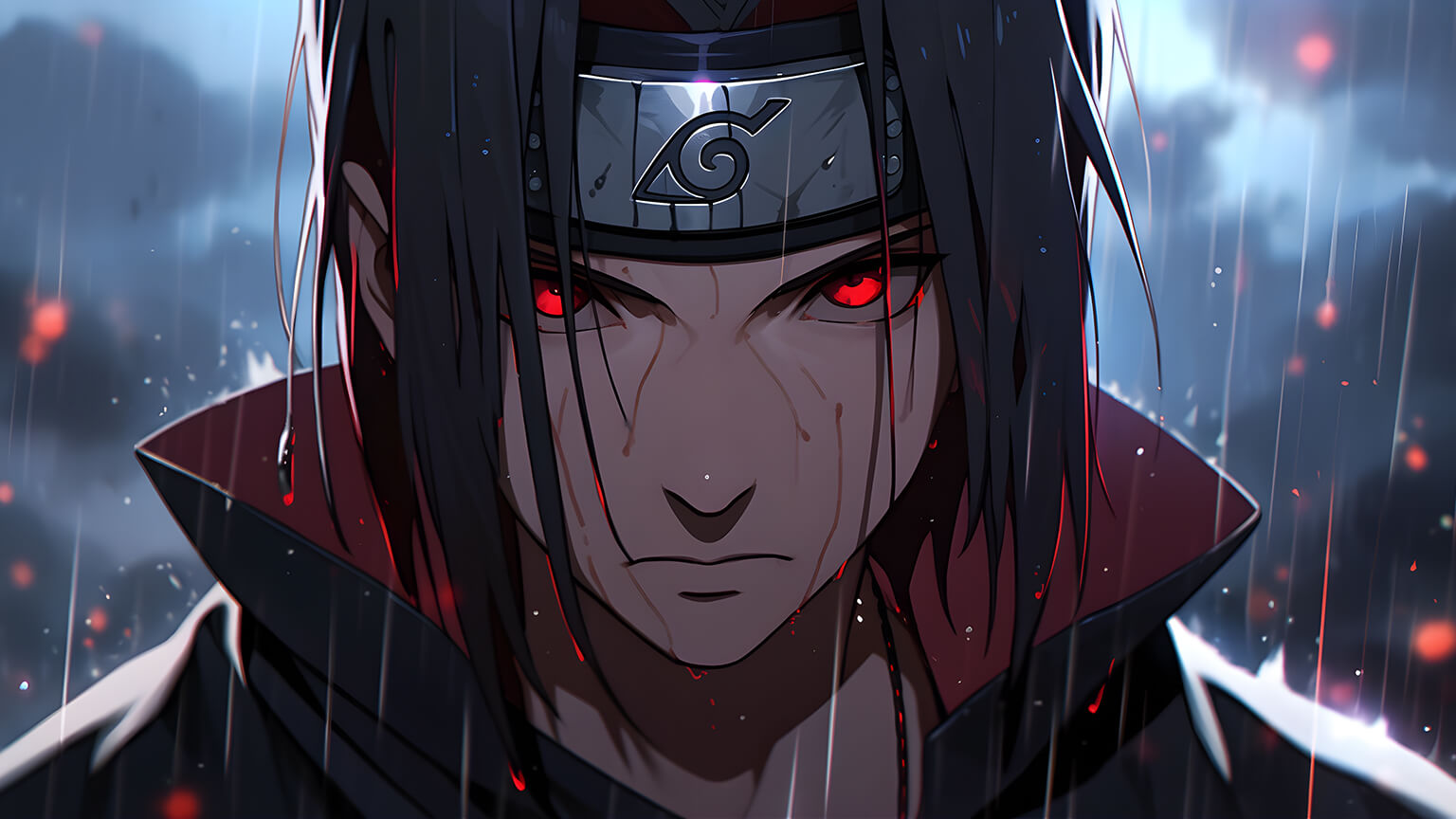 Naruto Itachi Uchiha with Red Eyes Wallpaper Desktop & Laptop