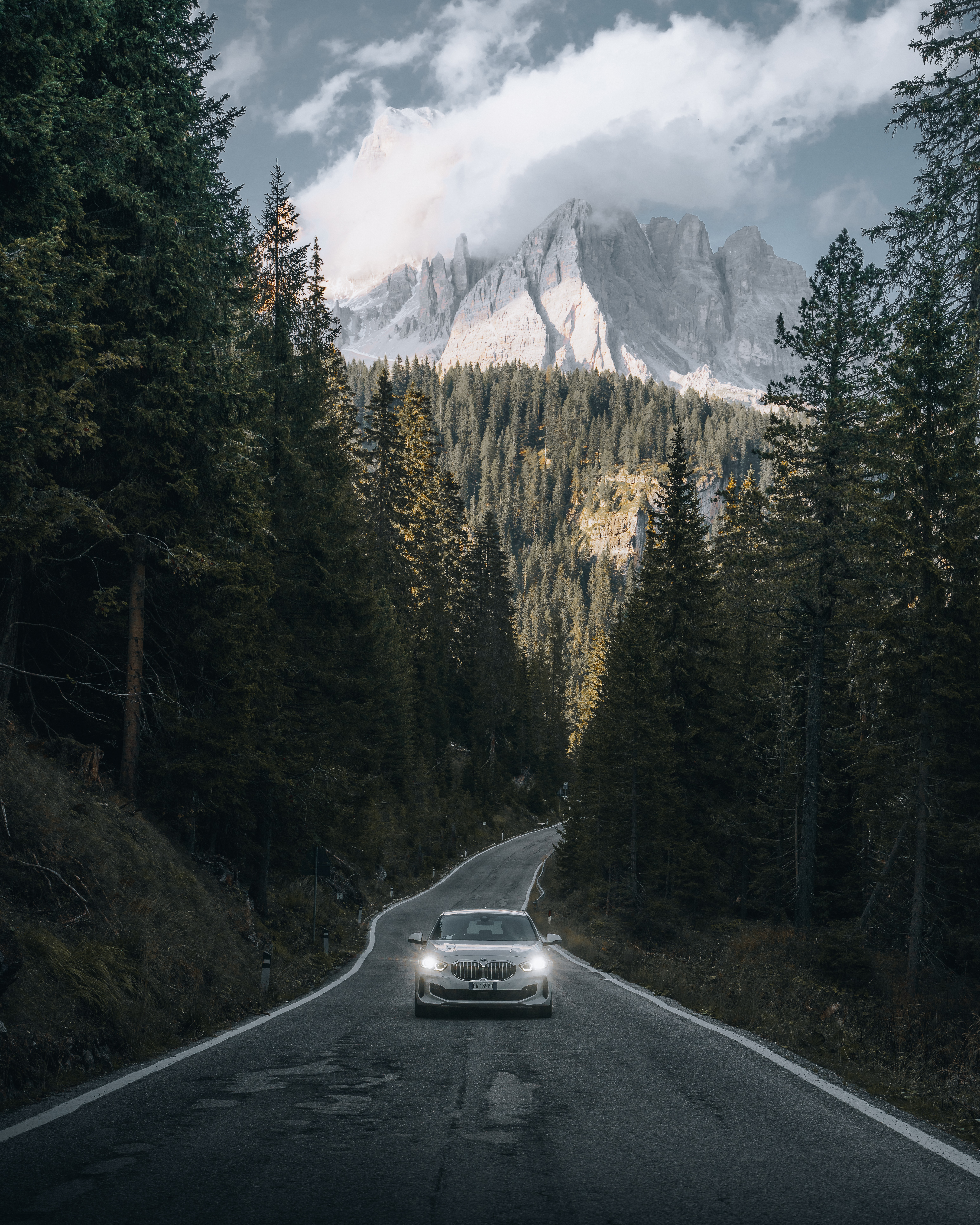 HD desktop wallpaper: Mountains, Cars, Forest, Nature, Road, Car download free picture