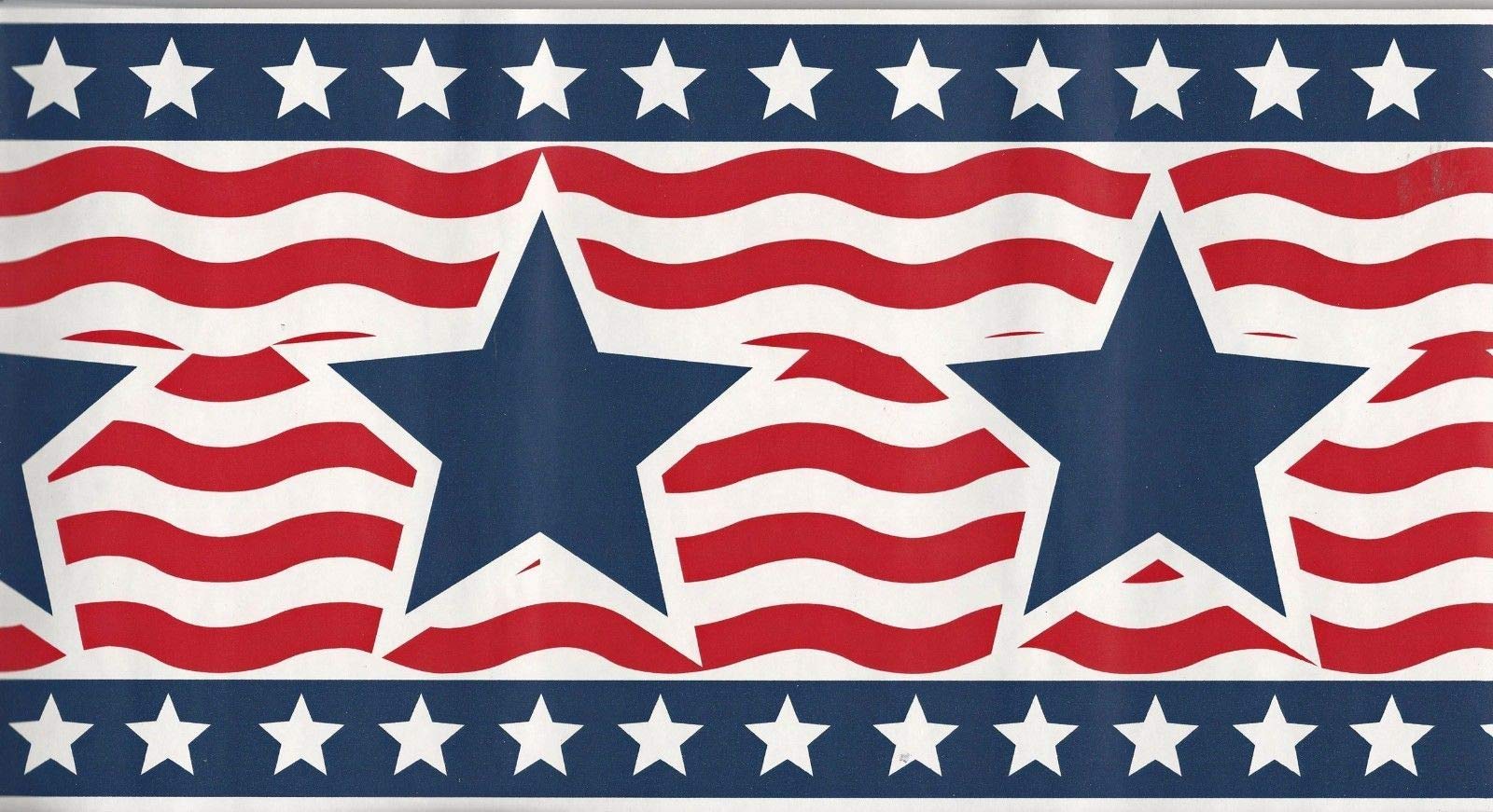 American Patriotic Star & Stripe White Blue Border 95845fp